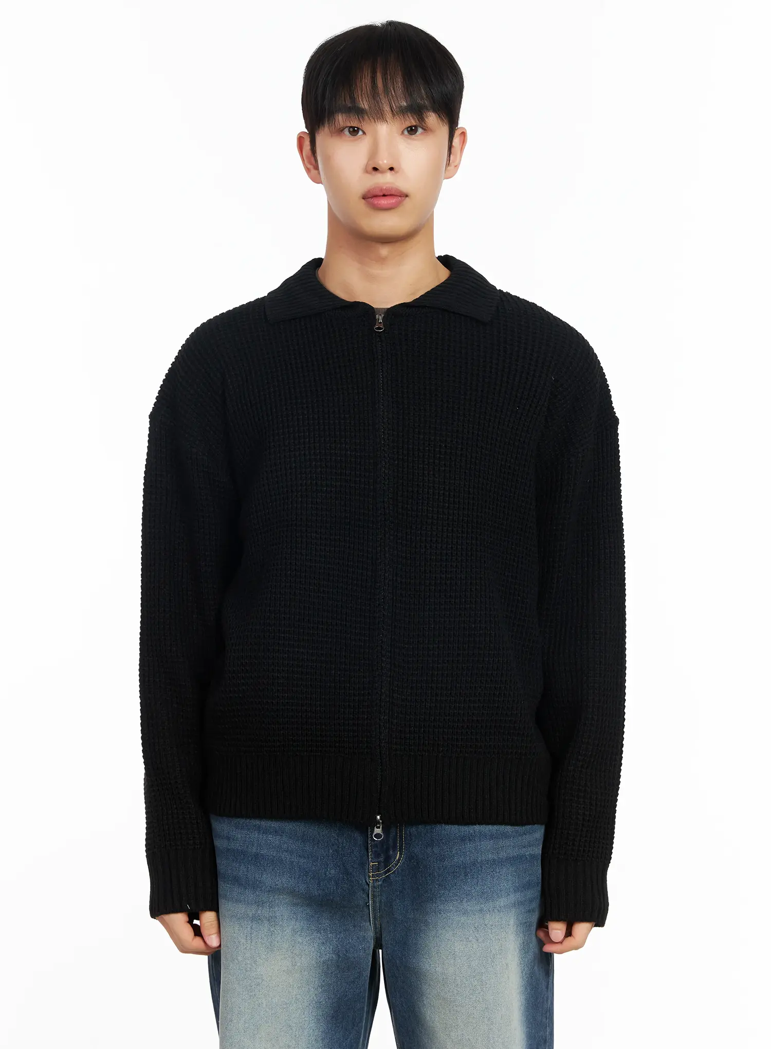 Men's Waffle Knit Zip-Up Cardigan IM511 - Image 17