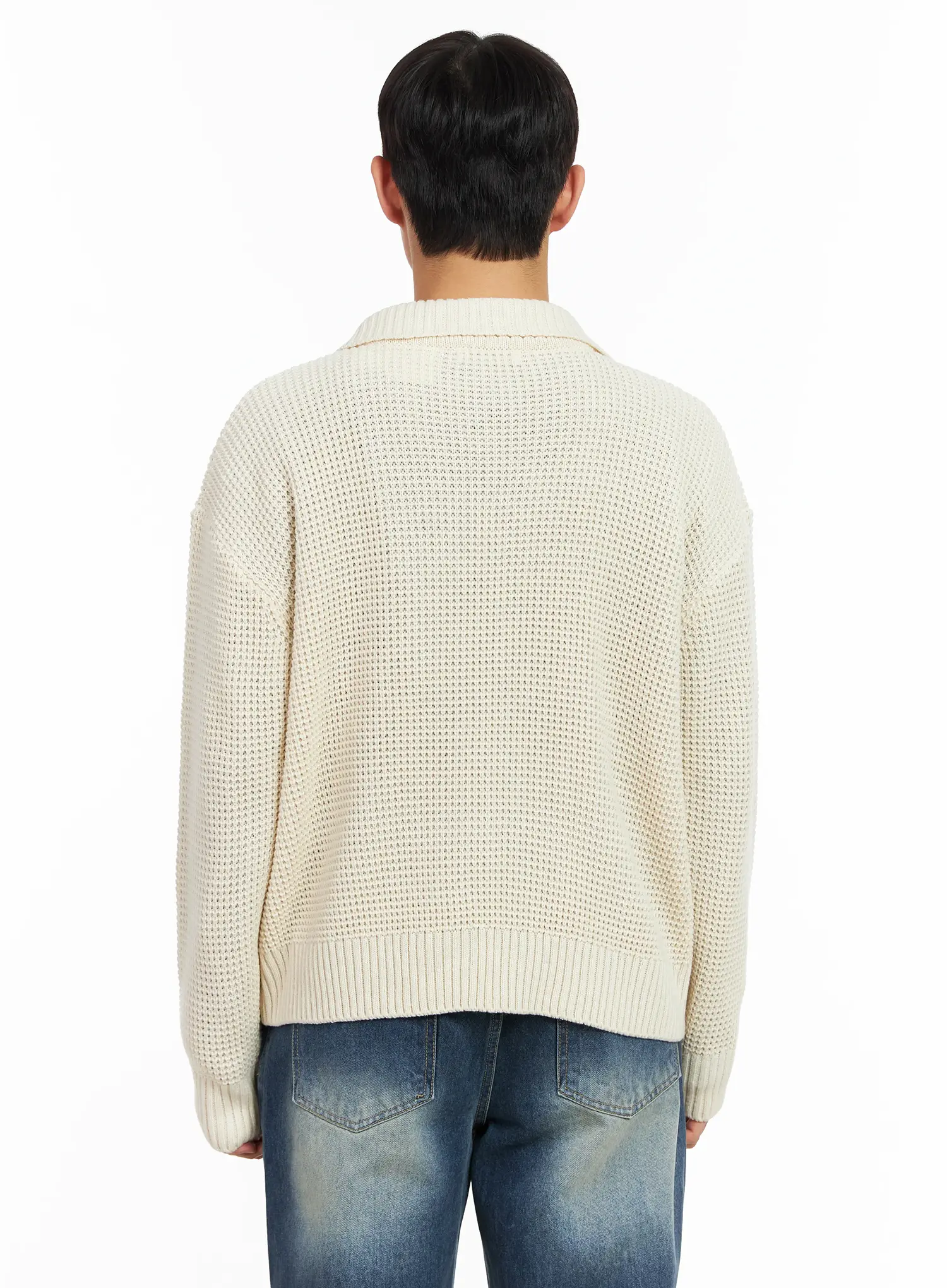 Men's Waffle Knit Zip-Up Cardigan IM511 - Image 6