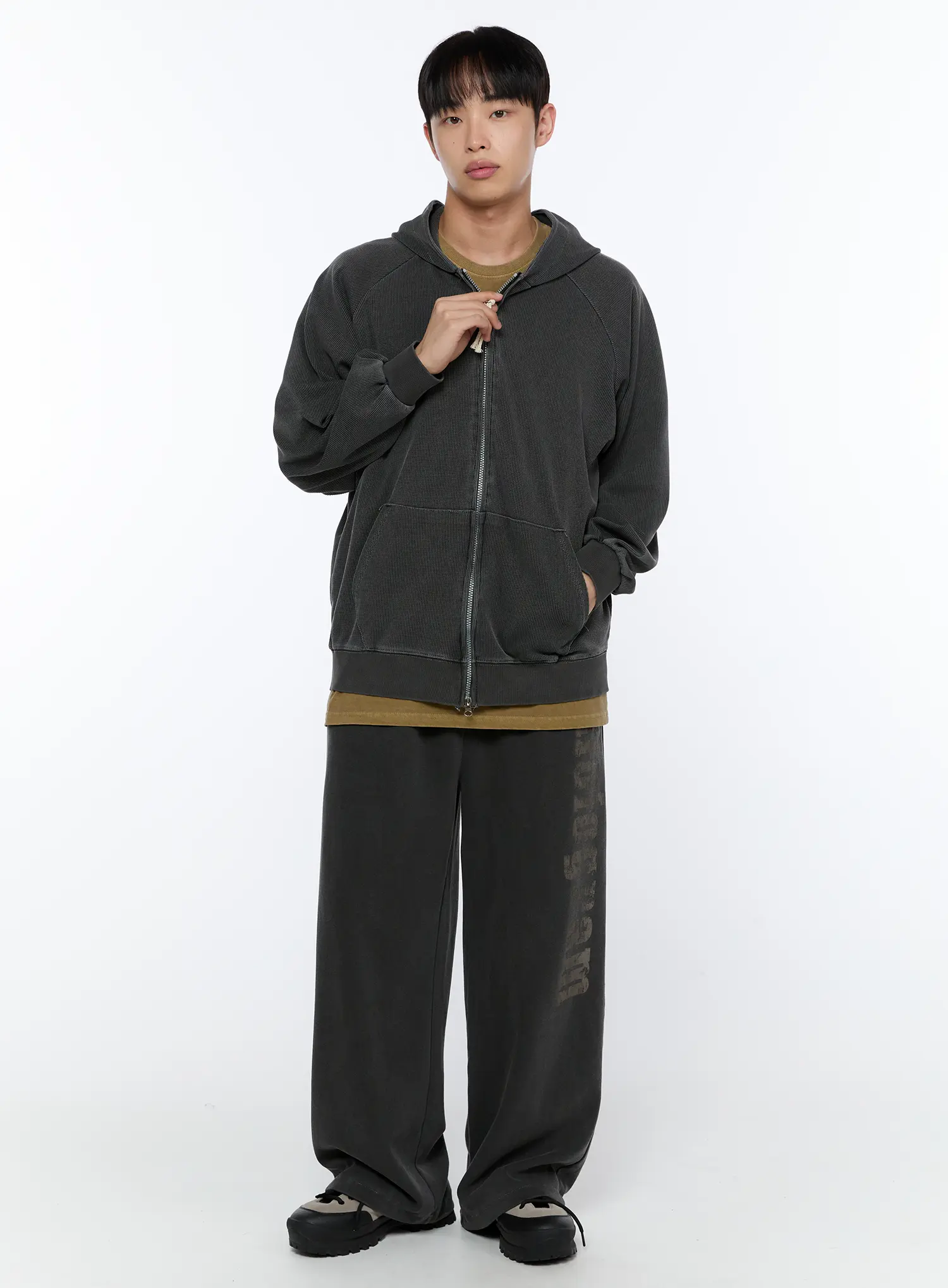 Men's Waffle Zip Up Hoodie IA520