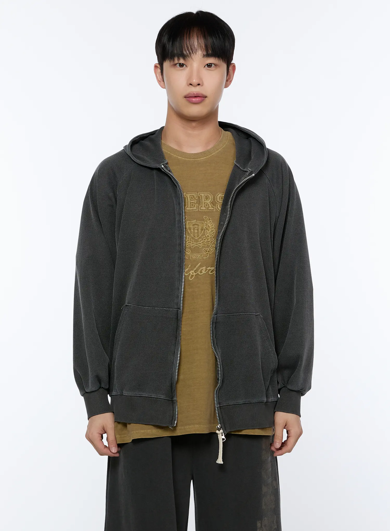 Men's Waffle Zip Up Hoodie IA520 - Image 10