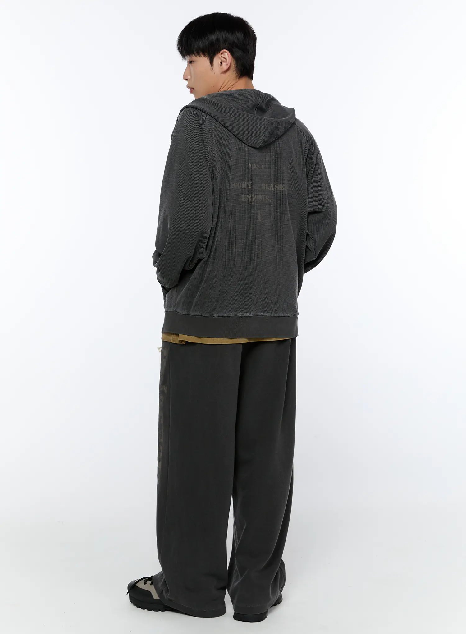 Men's Waffle Zip Up Hoodie IA520 - Image 2