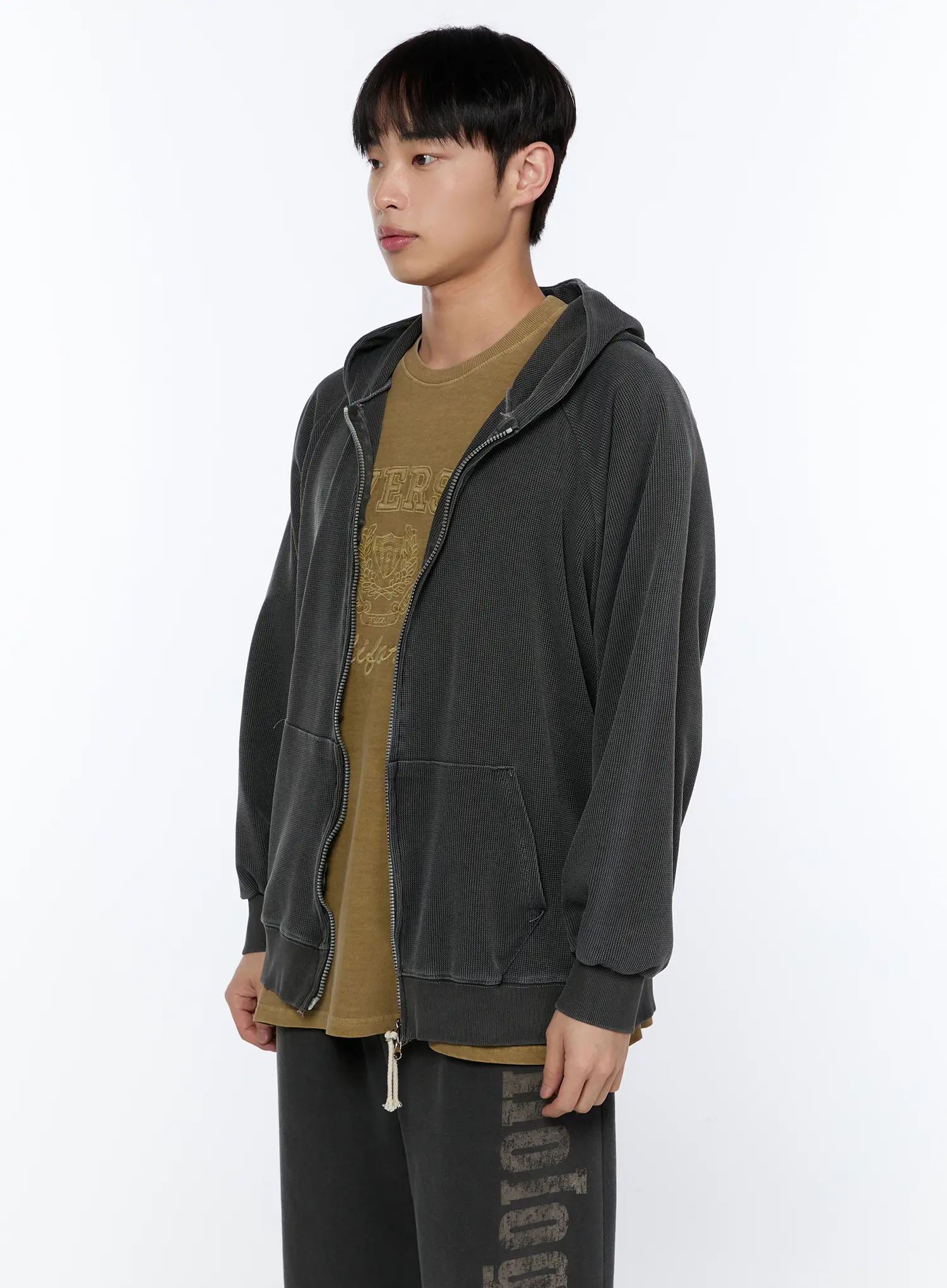 Men's Waffle Zip Up Hoodie IA520 - Image 5