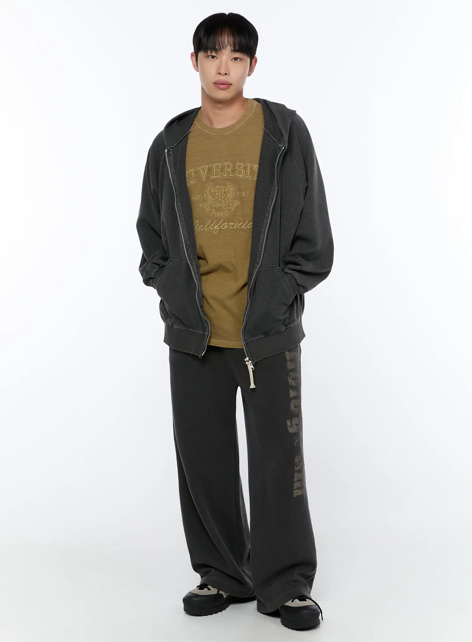 Men's Waffle Zip Up Hoodie IA520 - Image 7