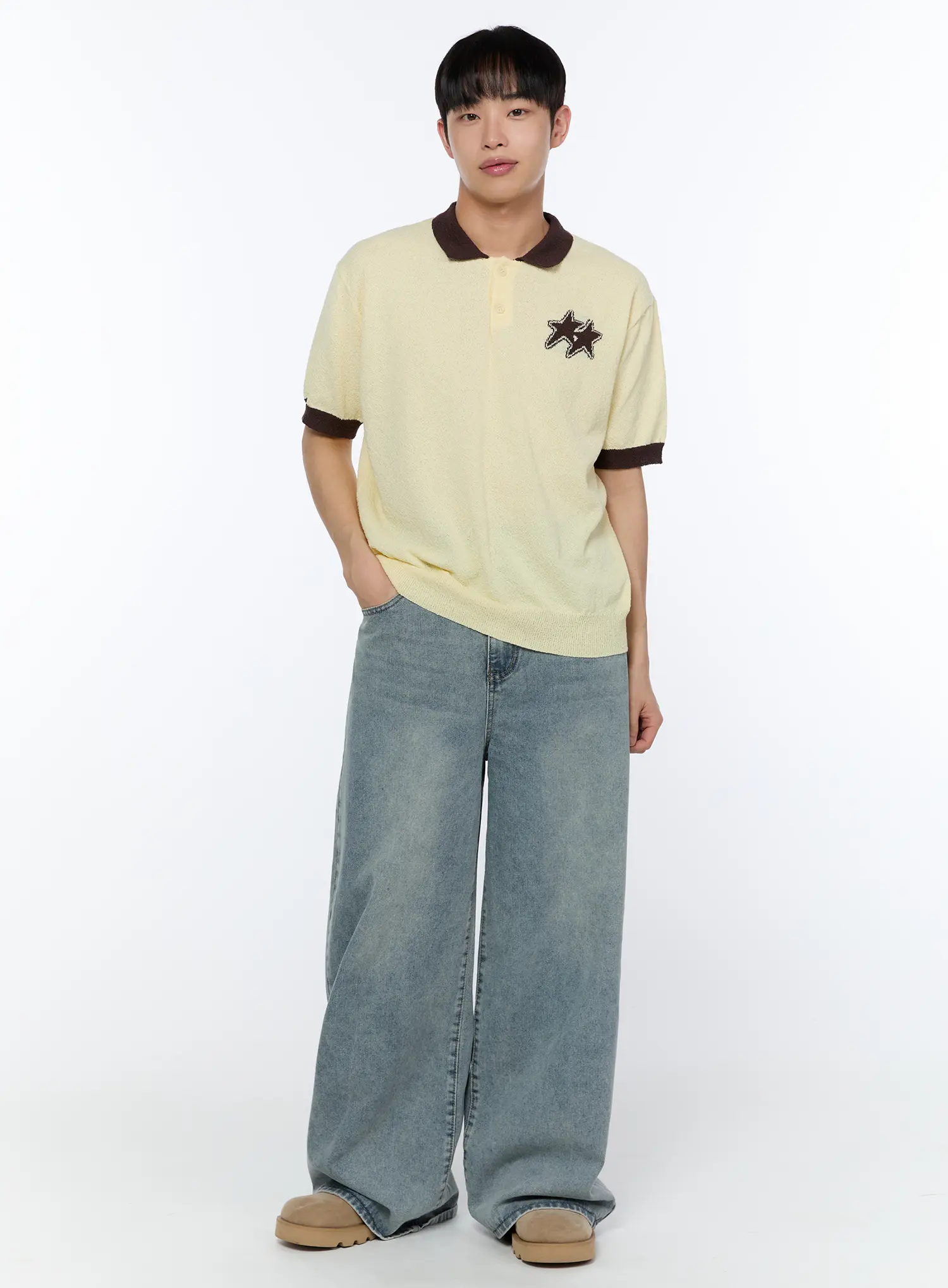 Men's Washed Baggy Jeans IA520 - Image 2