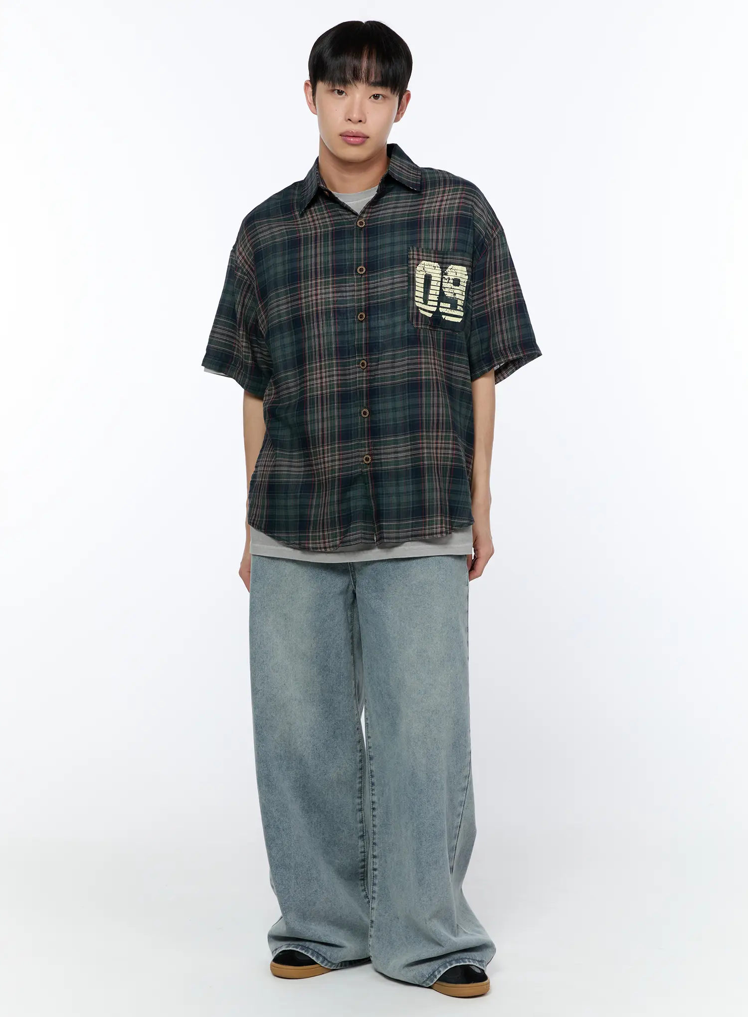 Men's Washed Baggy Jeans IA520 - Image 3