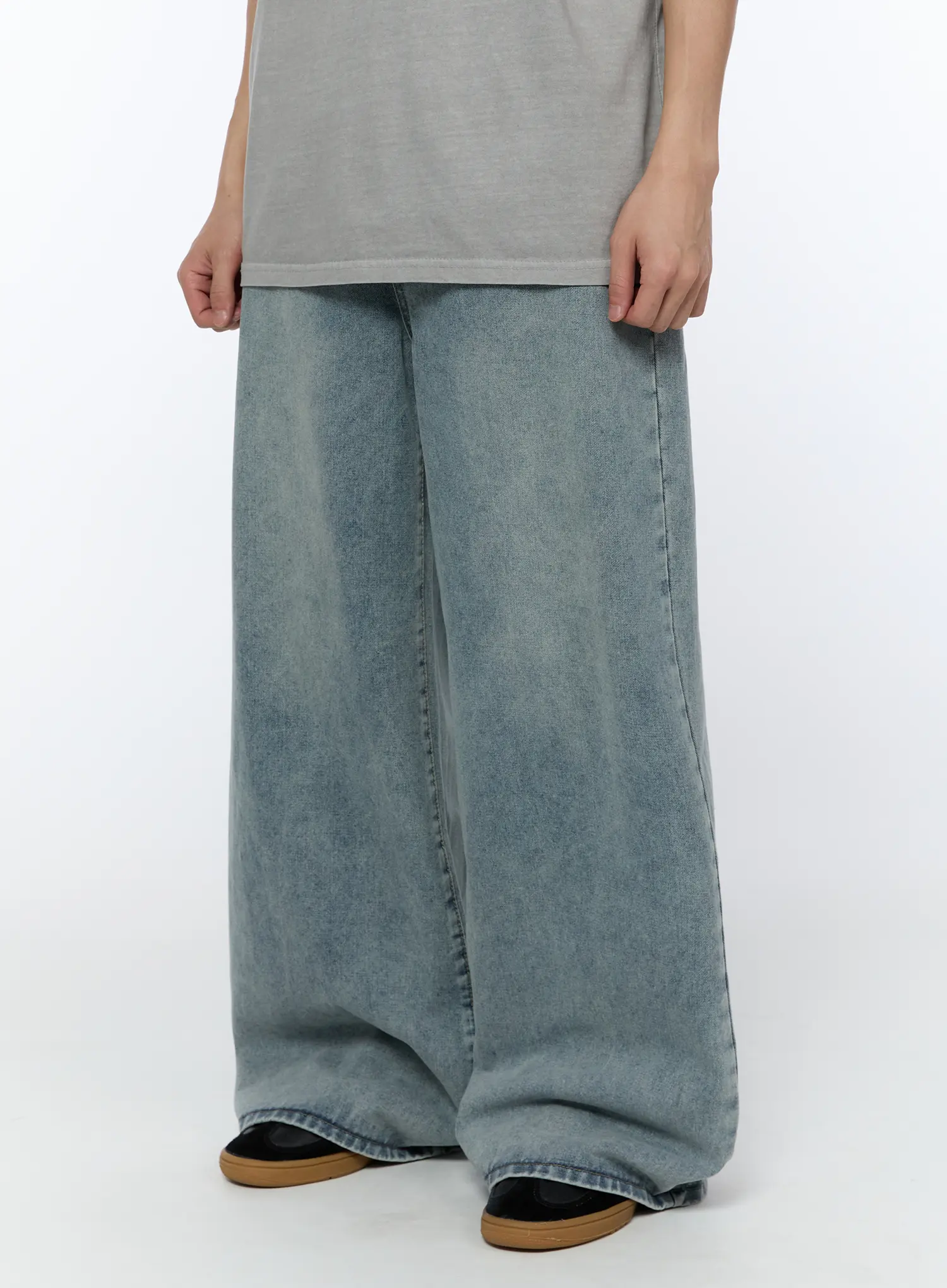 Men's Washed Baggy Jeans IA520 - Image 5