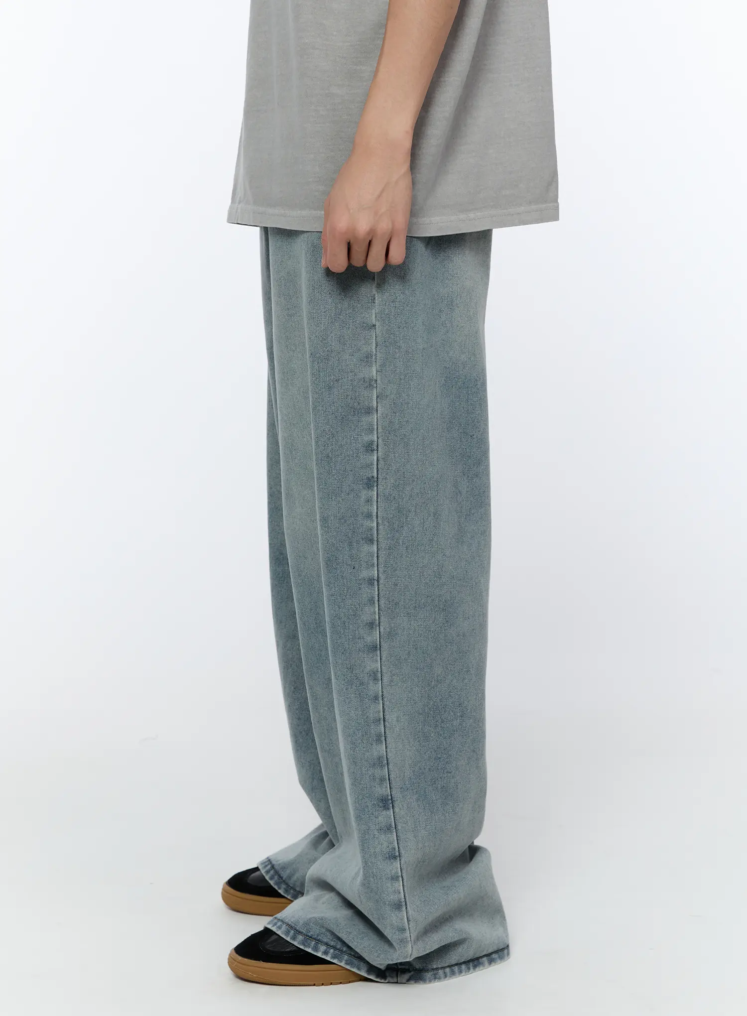 Men's Washed Baggy Jeans IA520 - Image 6