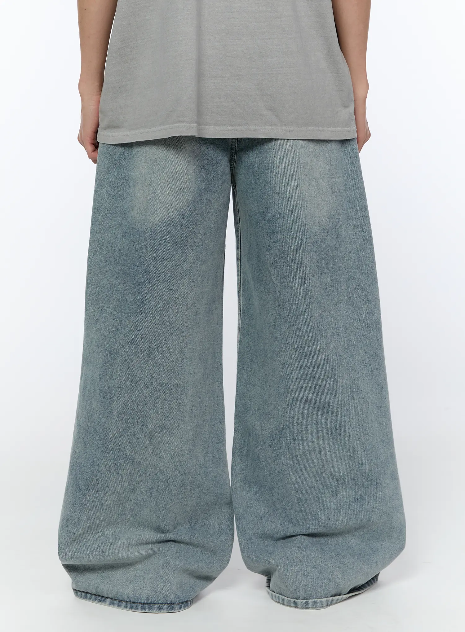 Men's Washed Baggy Jeans IA520 - Image 7