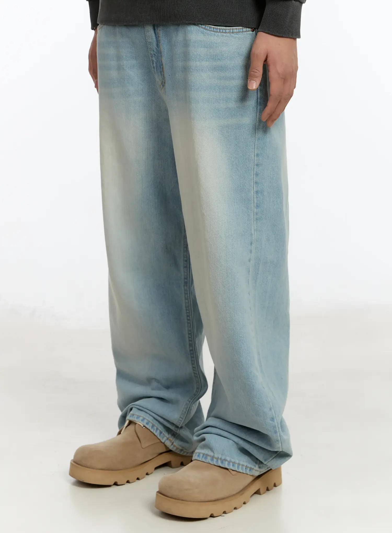 Men's Washed Baggy Jeans IM502 - Image 4