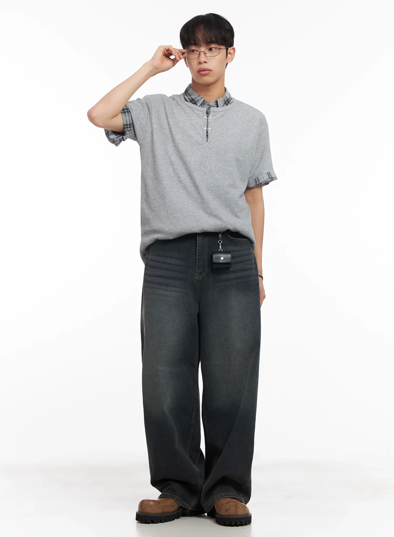 Men's Washed Baggy Jeans IU519 - Image 10