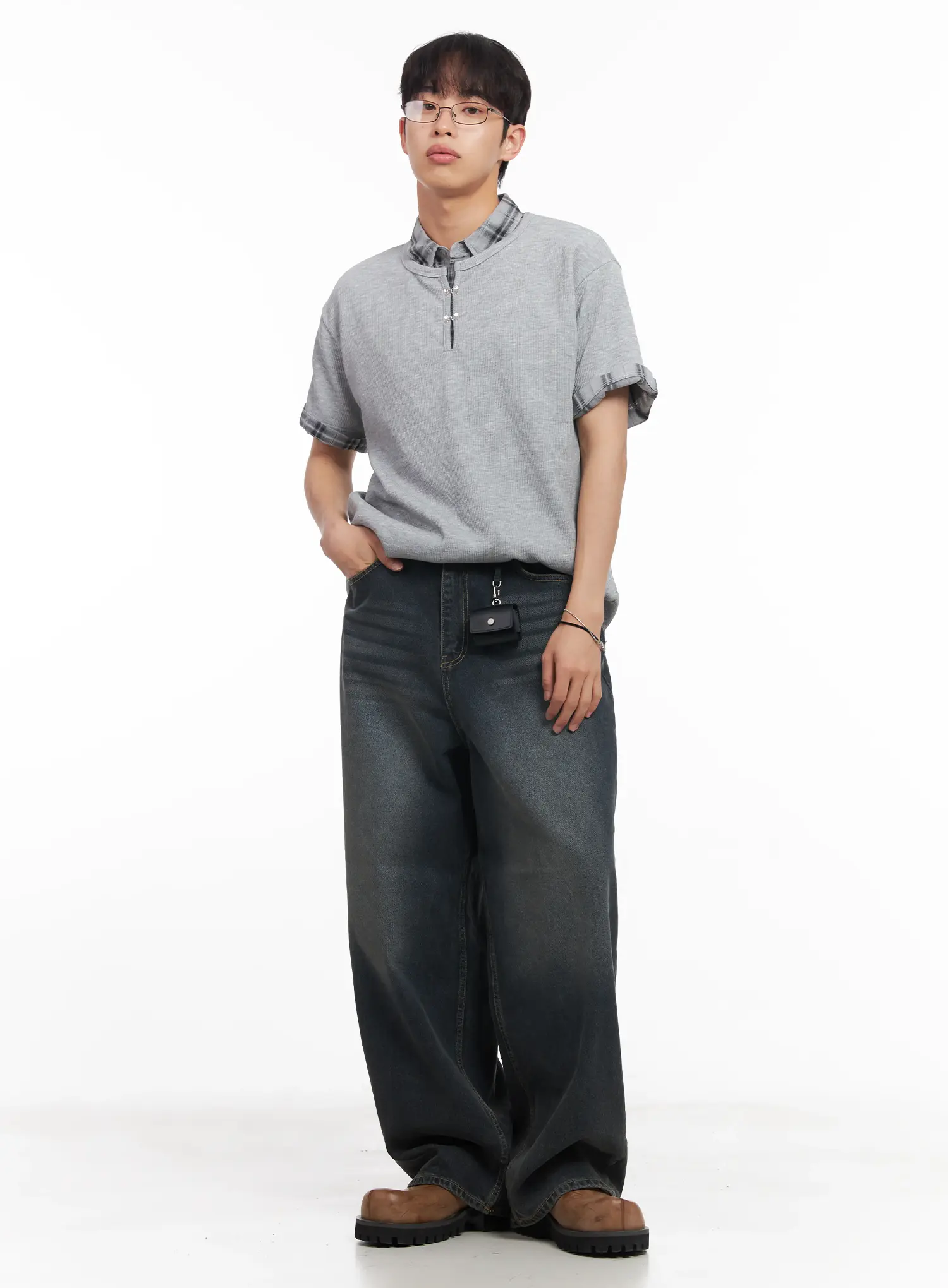 Men's Washed Baggy Jeans IU519 - Image 2