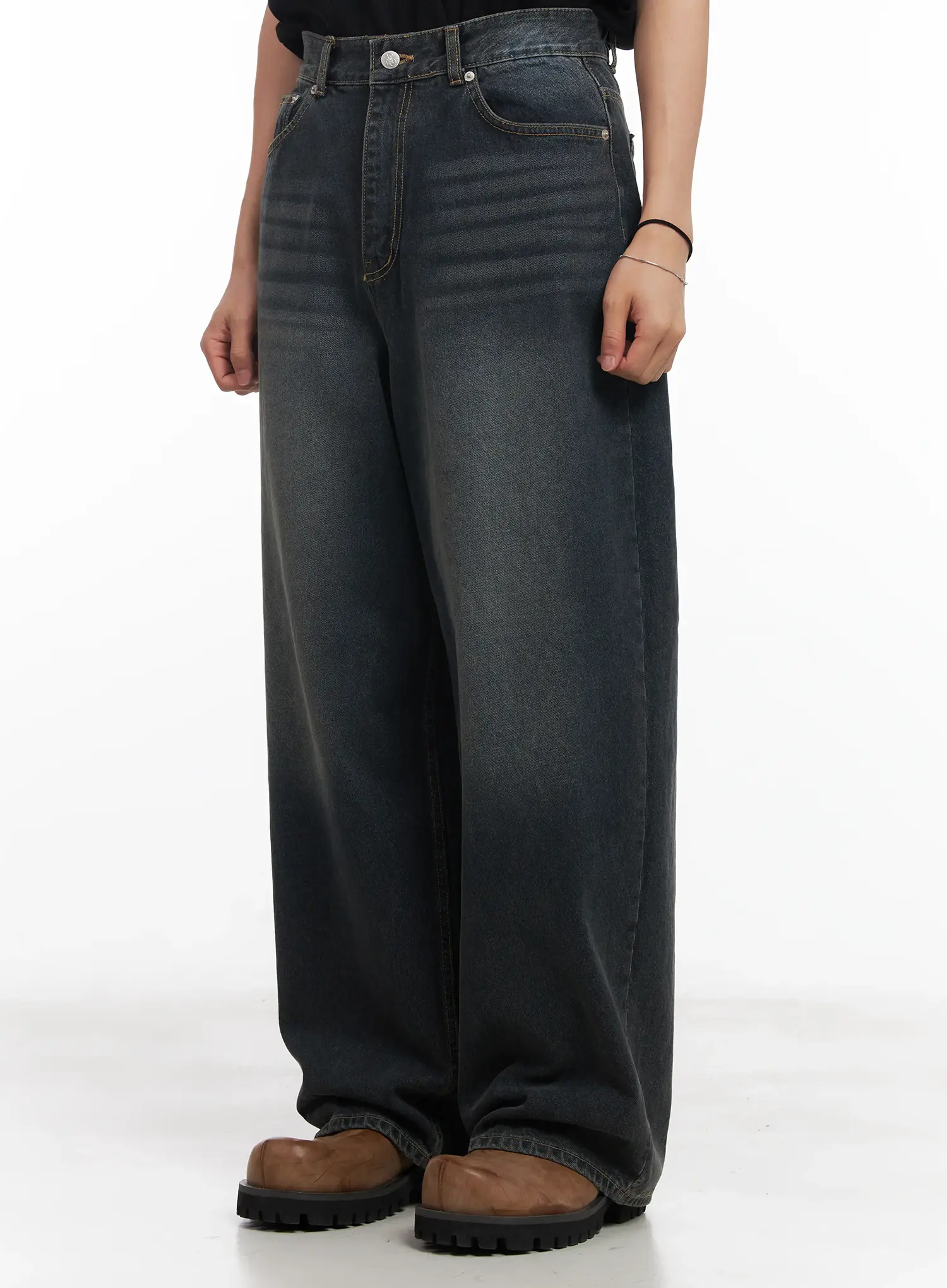Men's Washed Baggy Jeans IU519 - Image 4