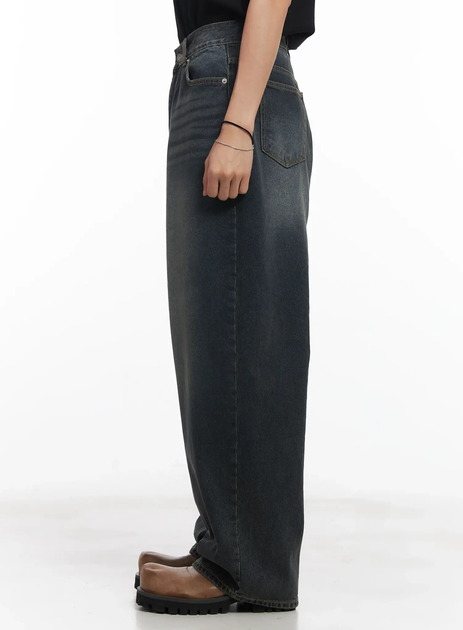 Men's Washed Baggy Jeans IU519 - Image 5