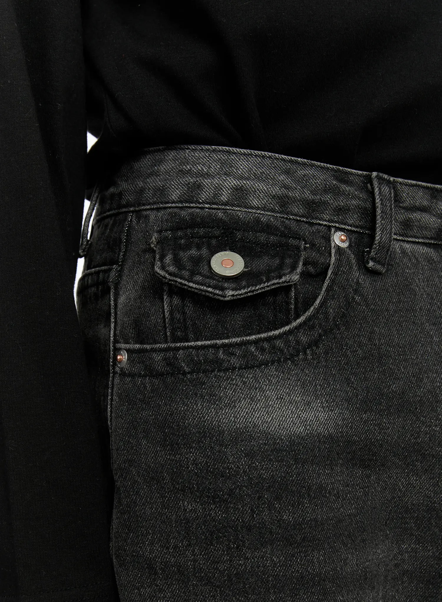 Men's Washed Black Wide Leg Jeans IF511 - Image 6