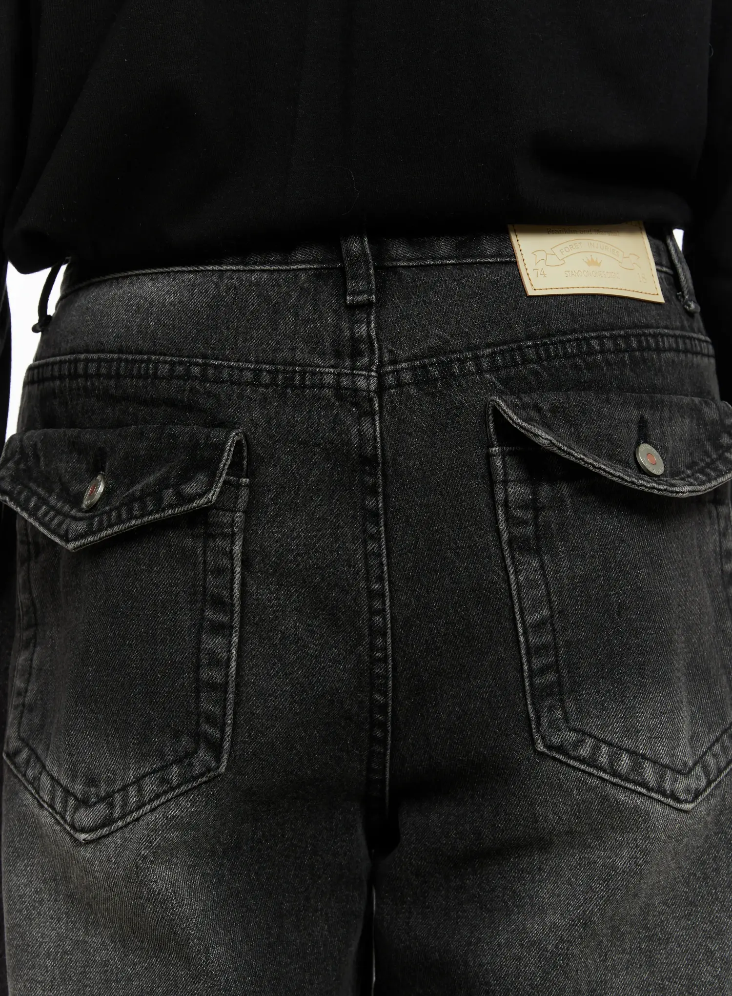 Men's Washed Black Wide Leg Jeans IF511 - Image 8