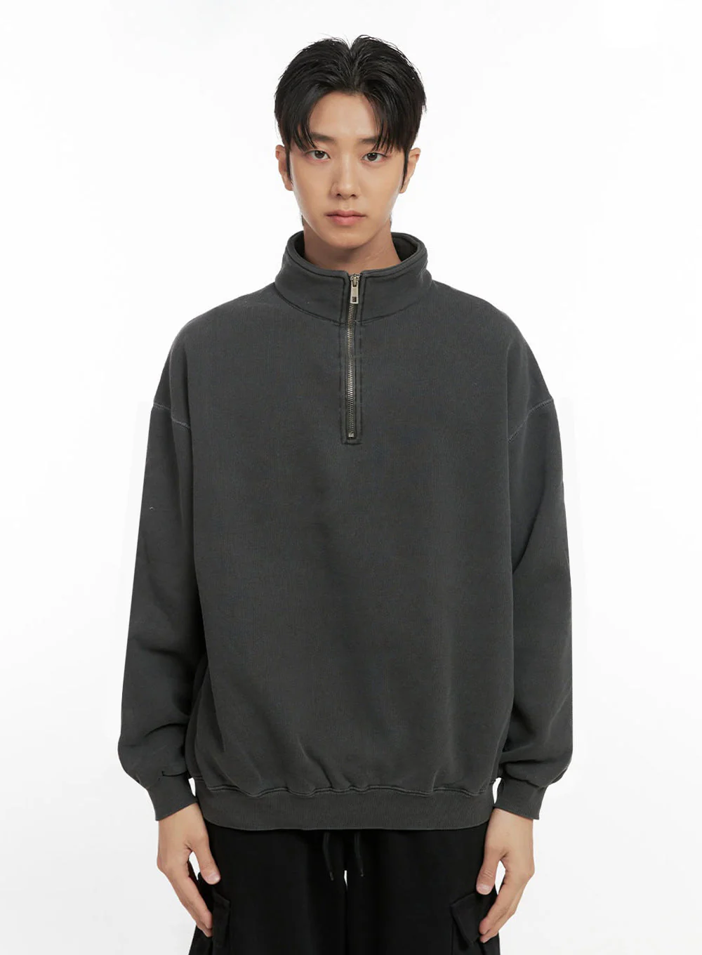 Men's Washed Cotton Half-Zip Crewneck ID406 - Image 11
