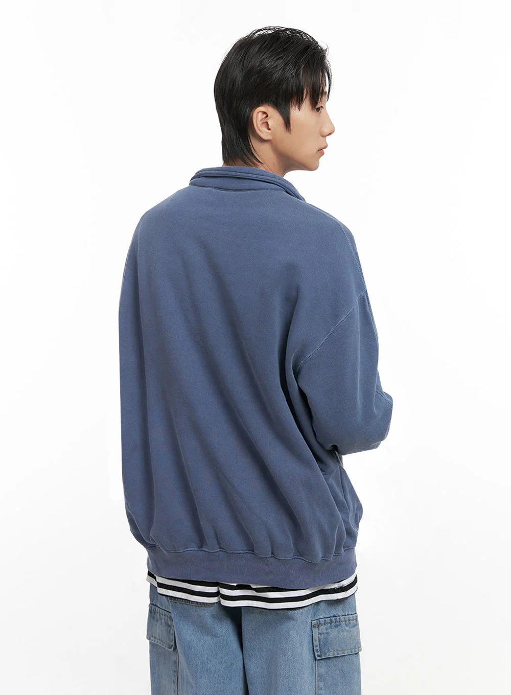 Men's Washed Cotton Half-Zip Crewneck ID406 - Image 5