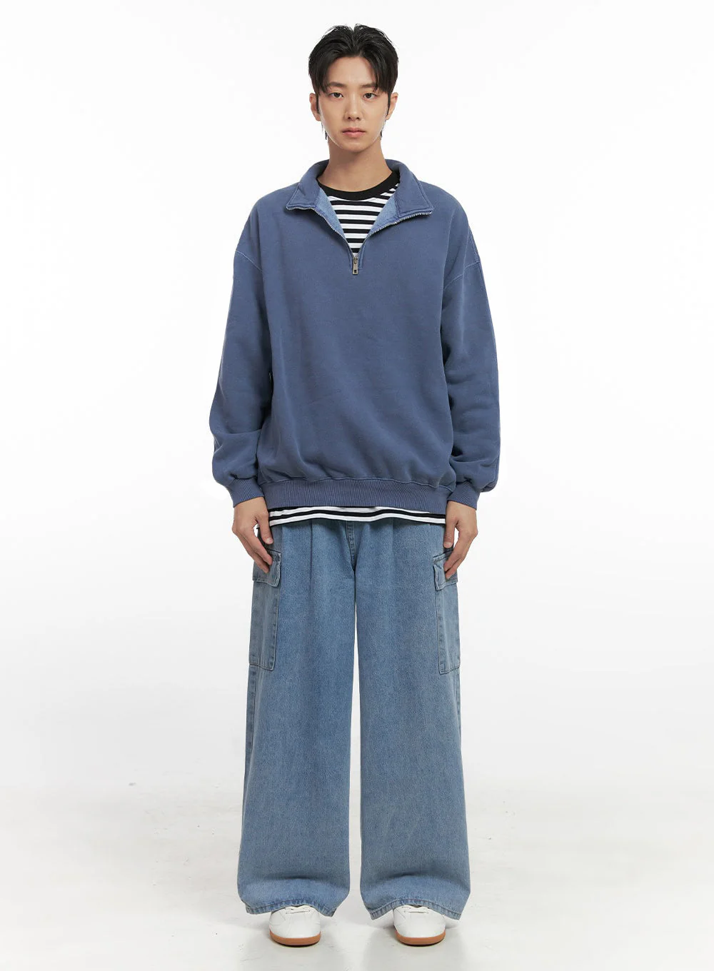 Men's Washed Cotton Half-Zip Crewneck ID406 - Image 6