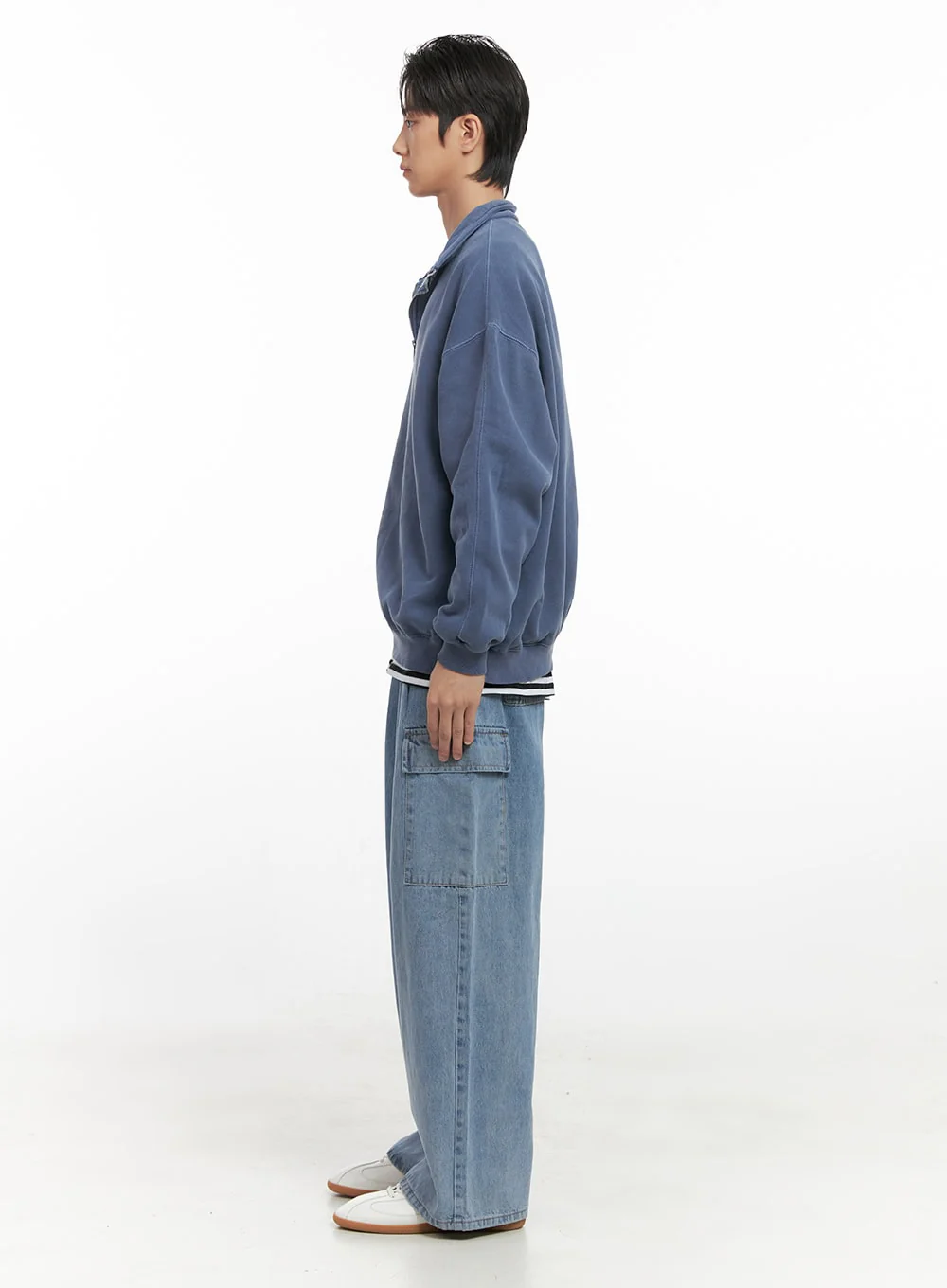 Men's Washed Cotton Half-Zip Crewneck ID406 - Image 7