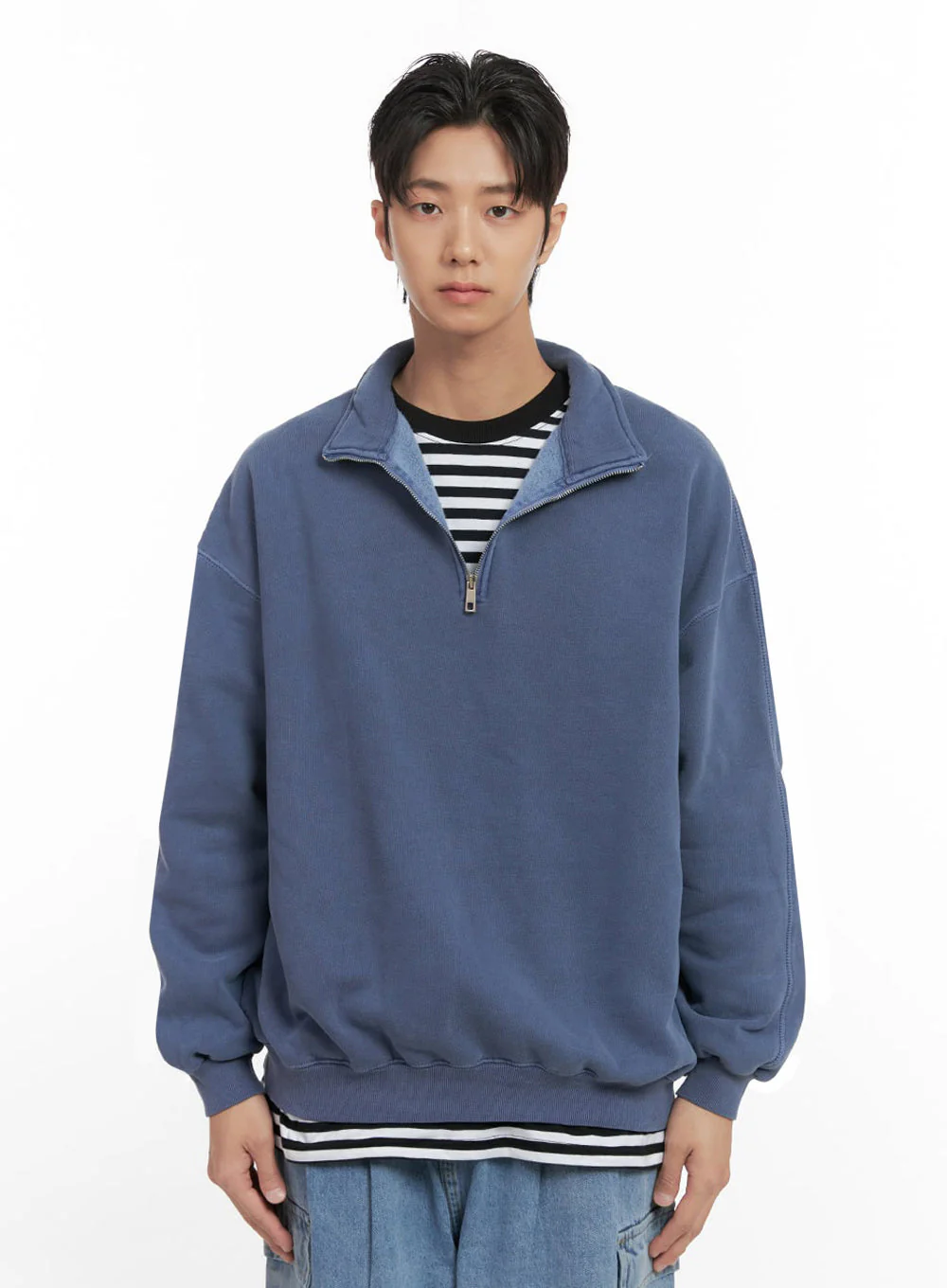 Men's Washed Cotton Half-Zip Crewneck ID406 - Image 9