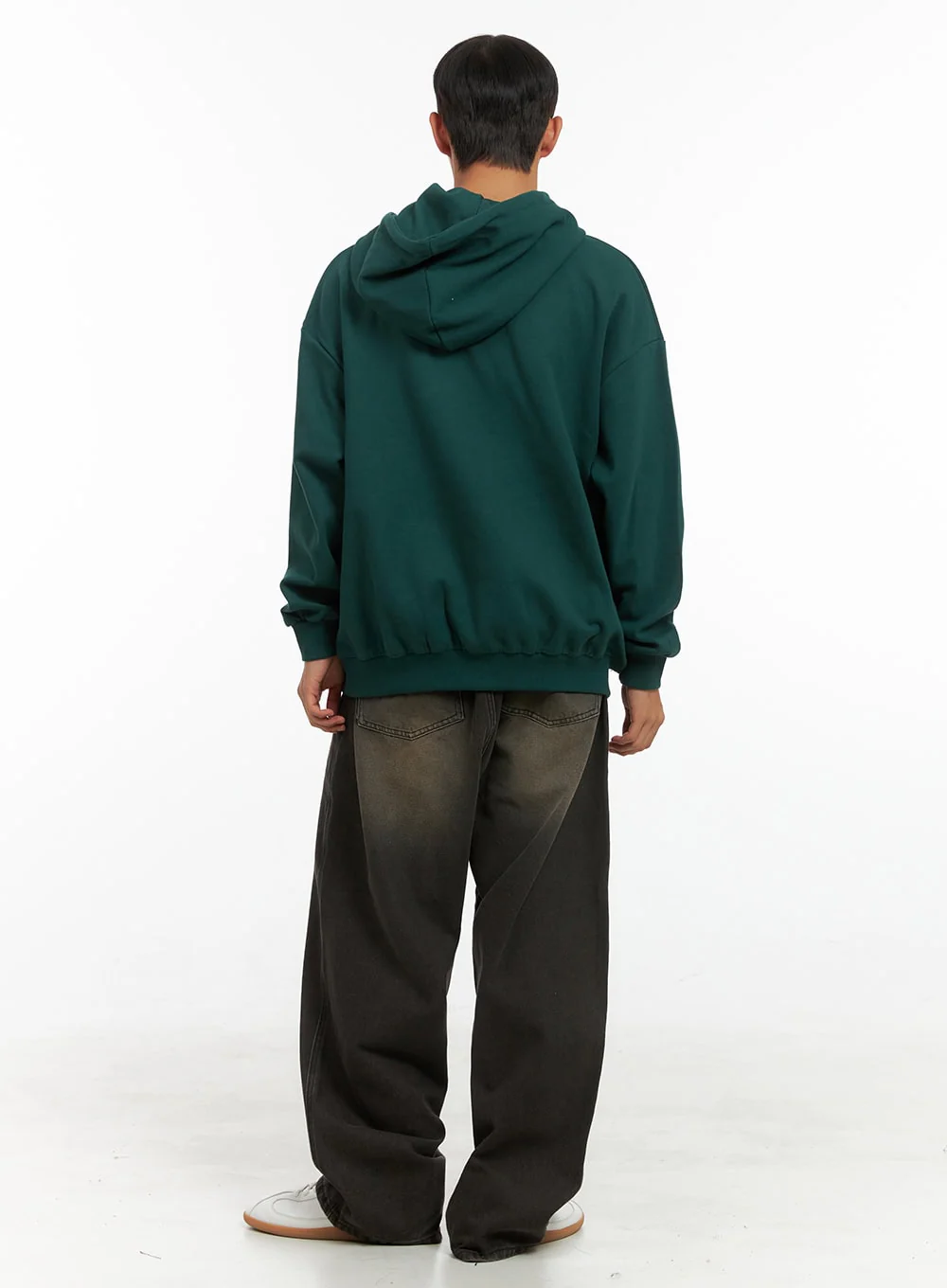 Men's Washed Cotton Wide Leg Jeans (Black) IS420 - Image 8