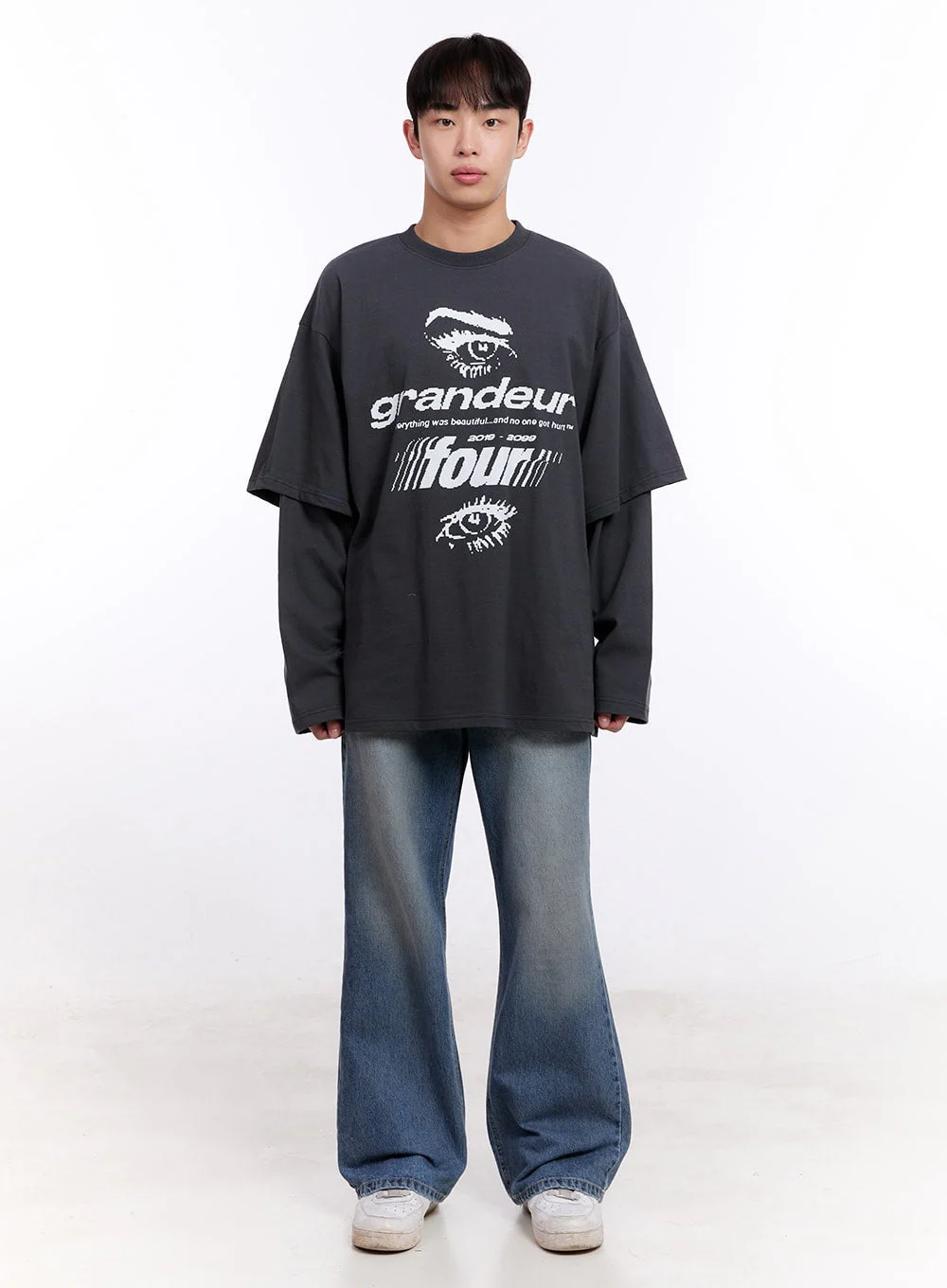 Men's Washed Semi-Flared Jeans IM512 - Image 3