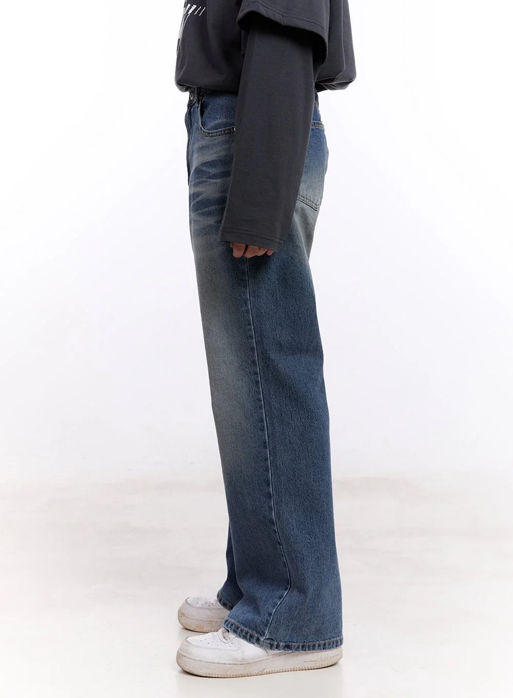 Men's Washed Semi-Flared Jeans IM512 - Image 8