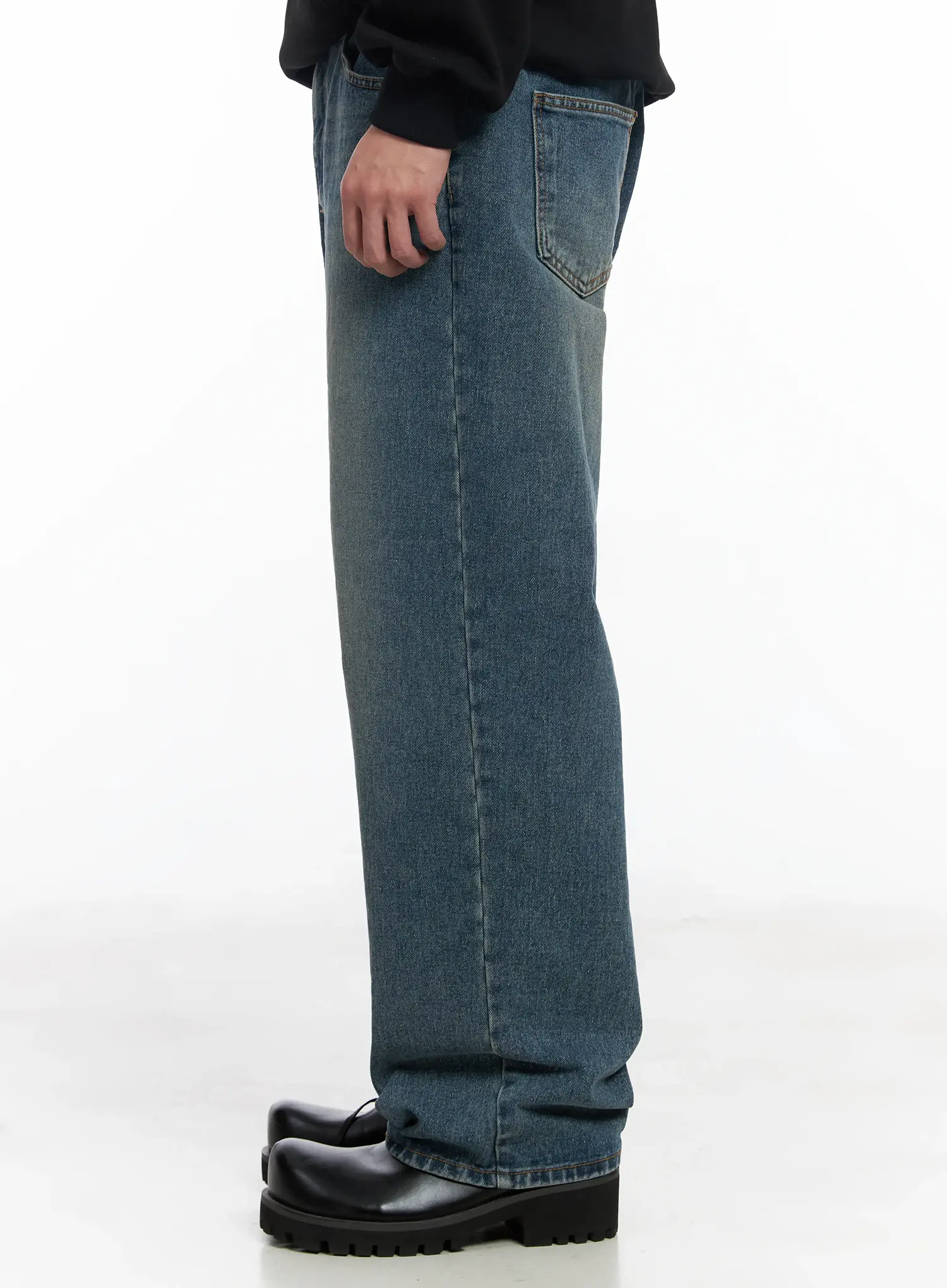 Men's Washed Wide Leg Jeans IF516 - Image 5