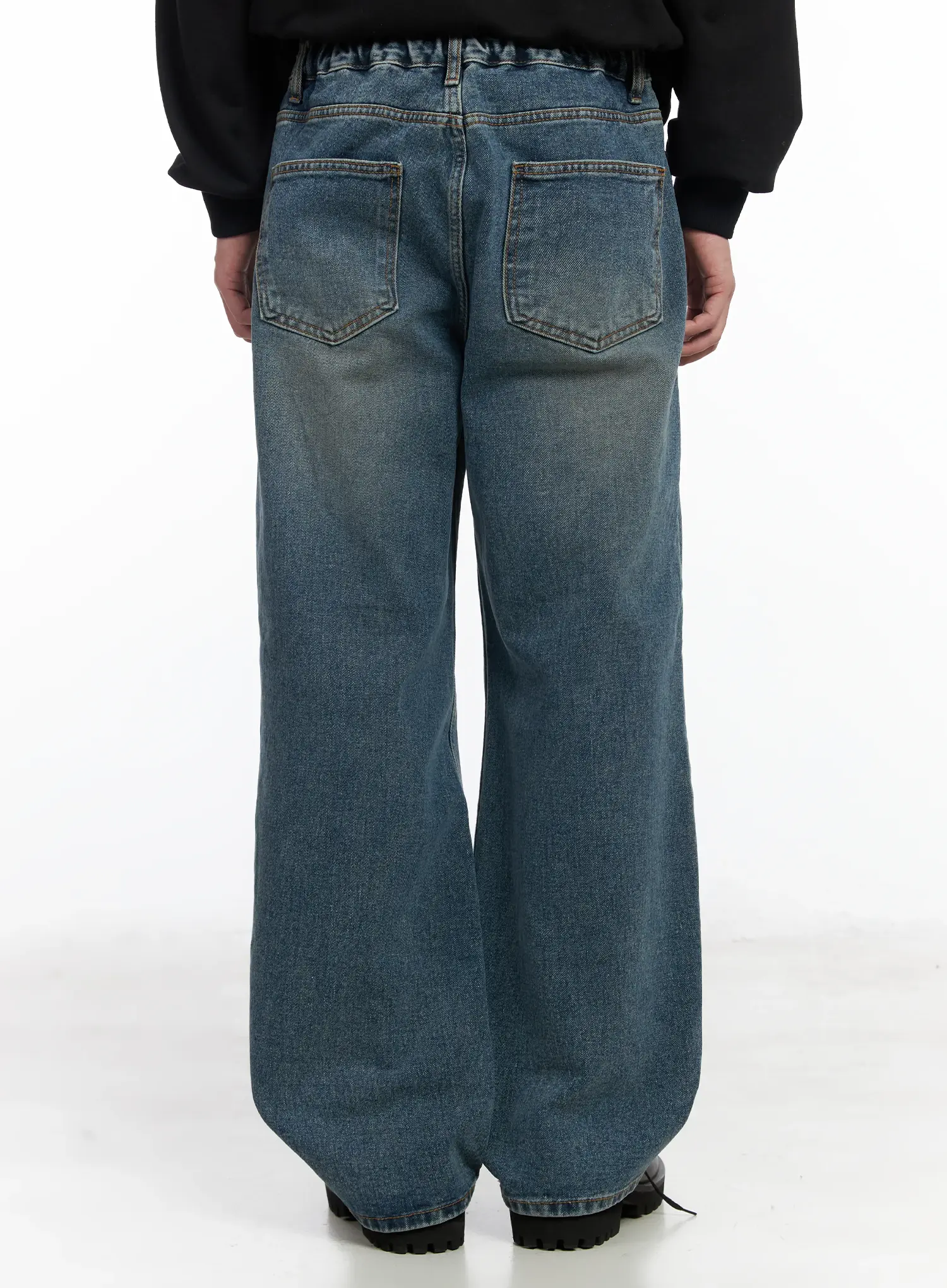 Men's Washed Wide Leg Jeans IF516 - Image 6