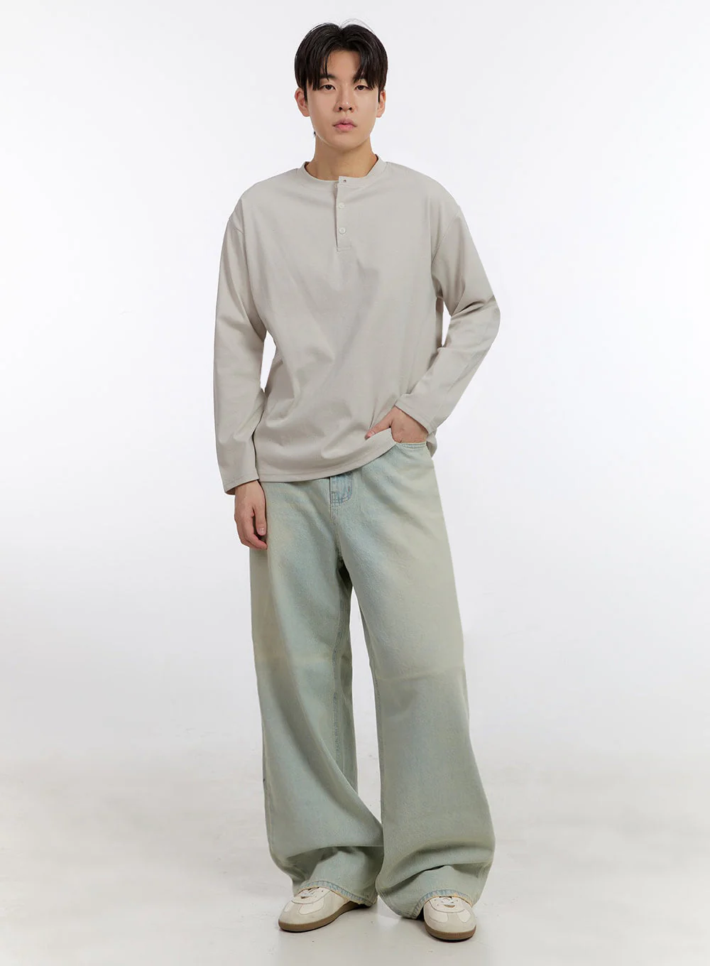 Men's Washed Wide-Leg Jeans IF528 - Image 3