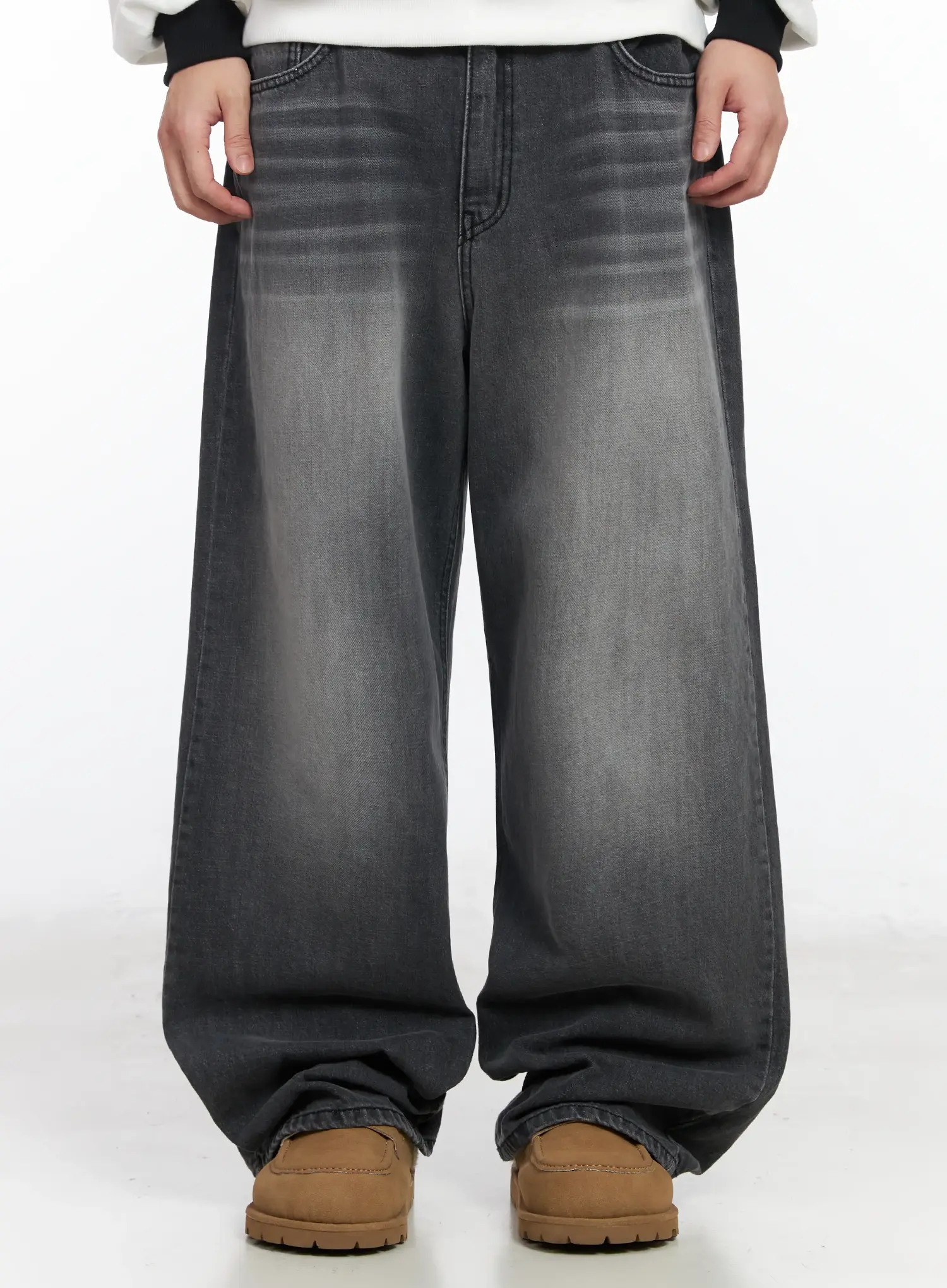 Men's Washed Wide Leg Jeans IM523
