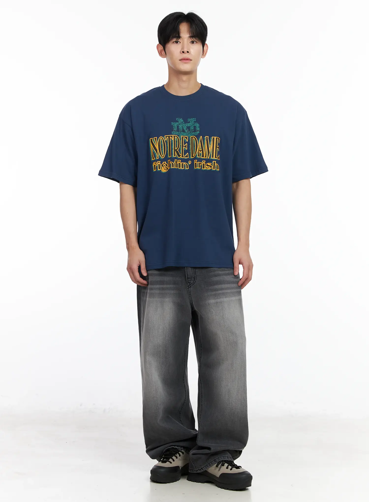 Men's Washed Wide Leg Jeans IM523 - Image 2