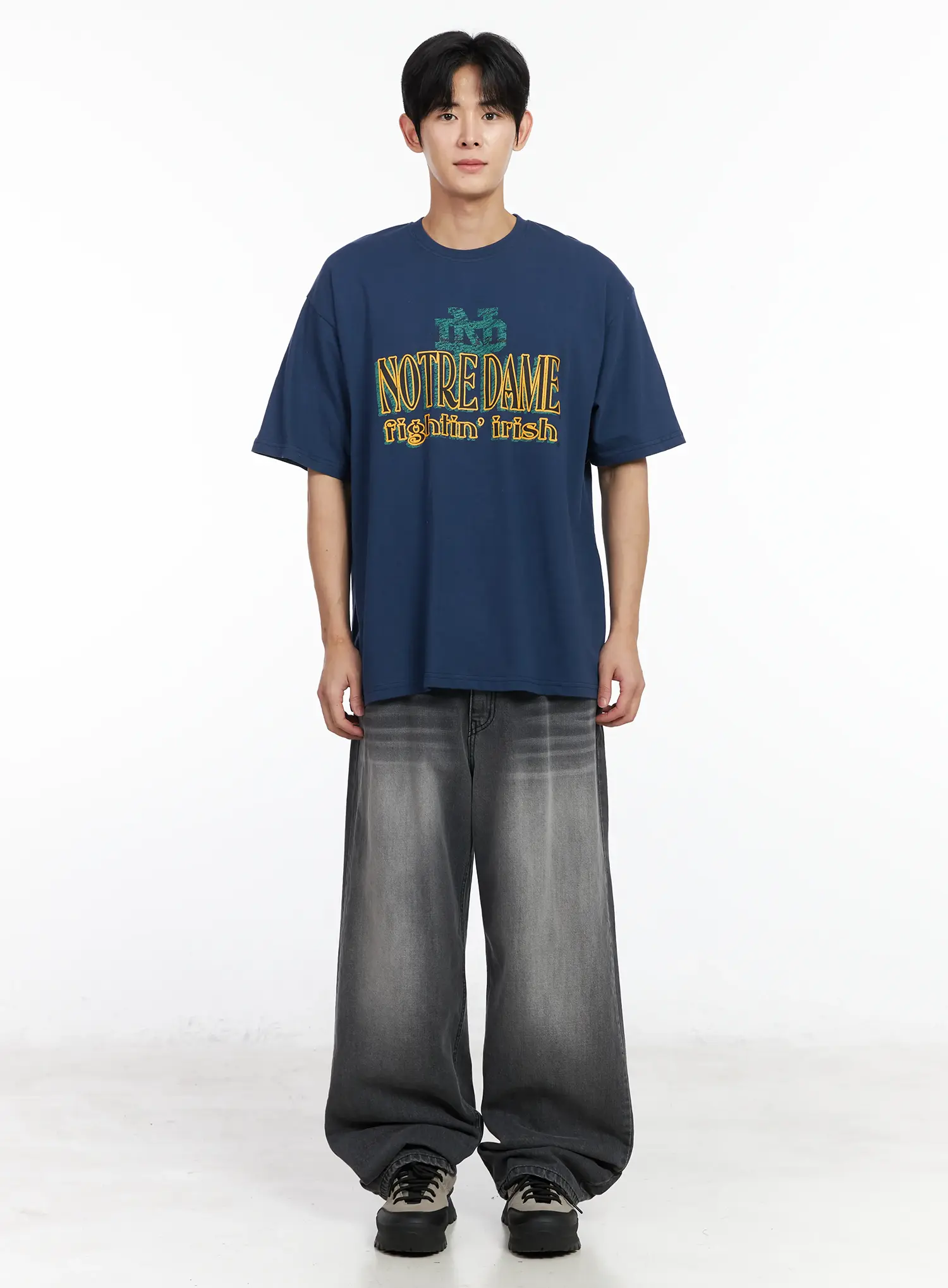 Men's Washed Wide Leg Jeans IM523 - Image 3
