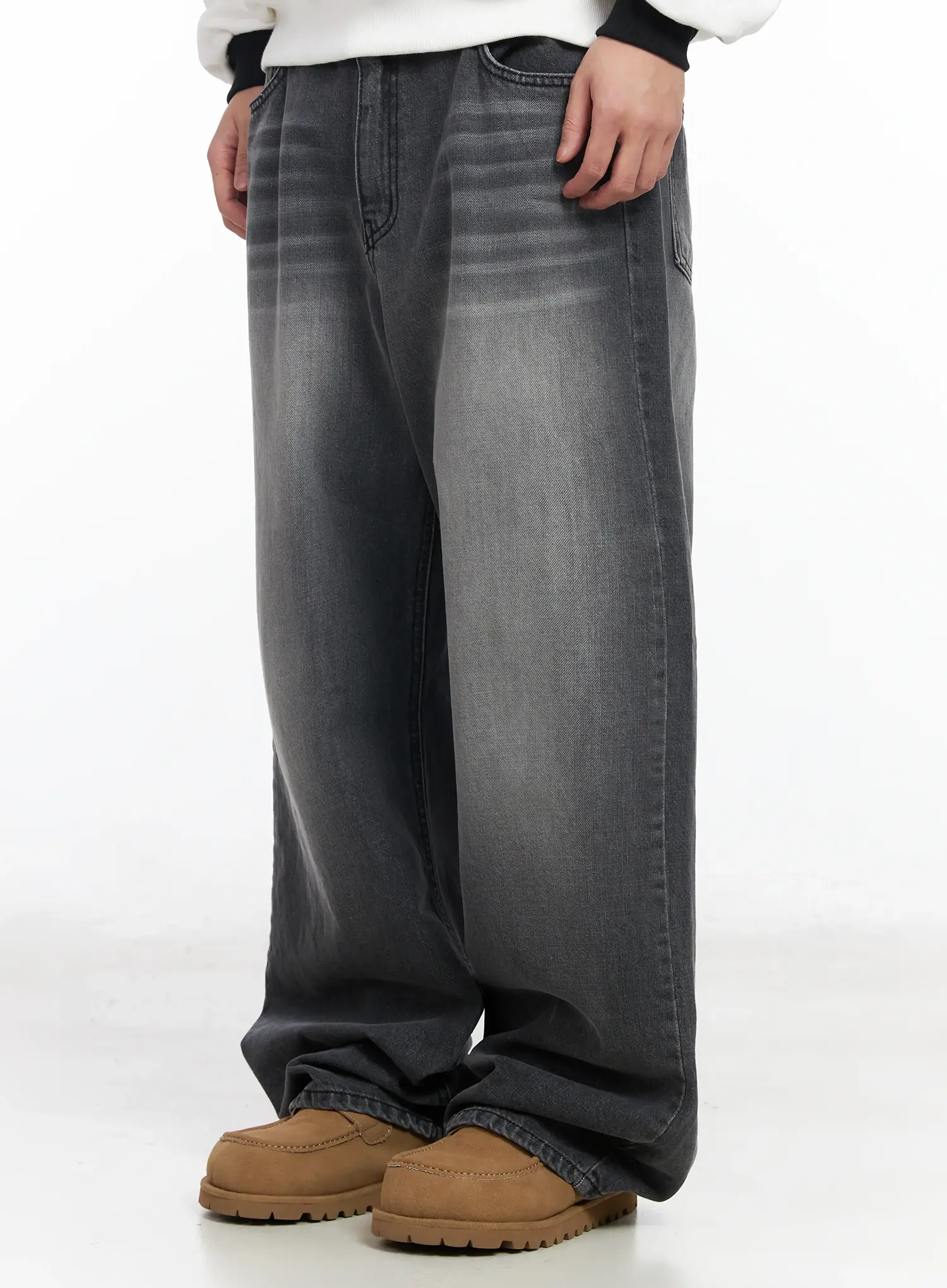 Men's Washed Wide Leg Jeans IM523 - Image 4