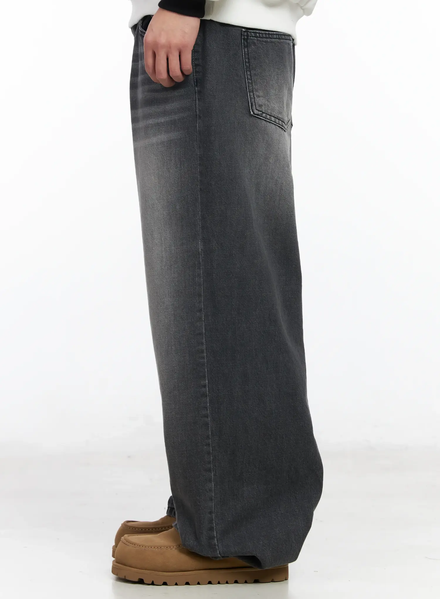 Men's Washed Wide Leg Jeans IM523 - Image 5