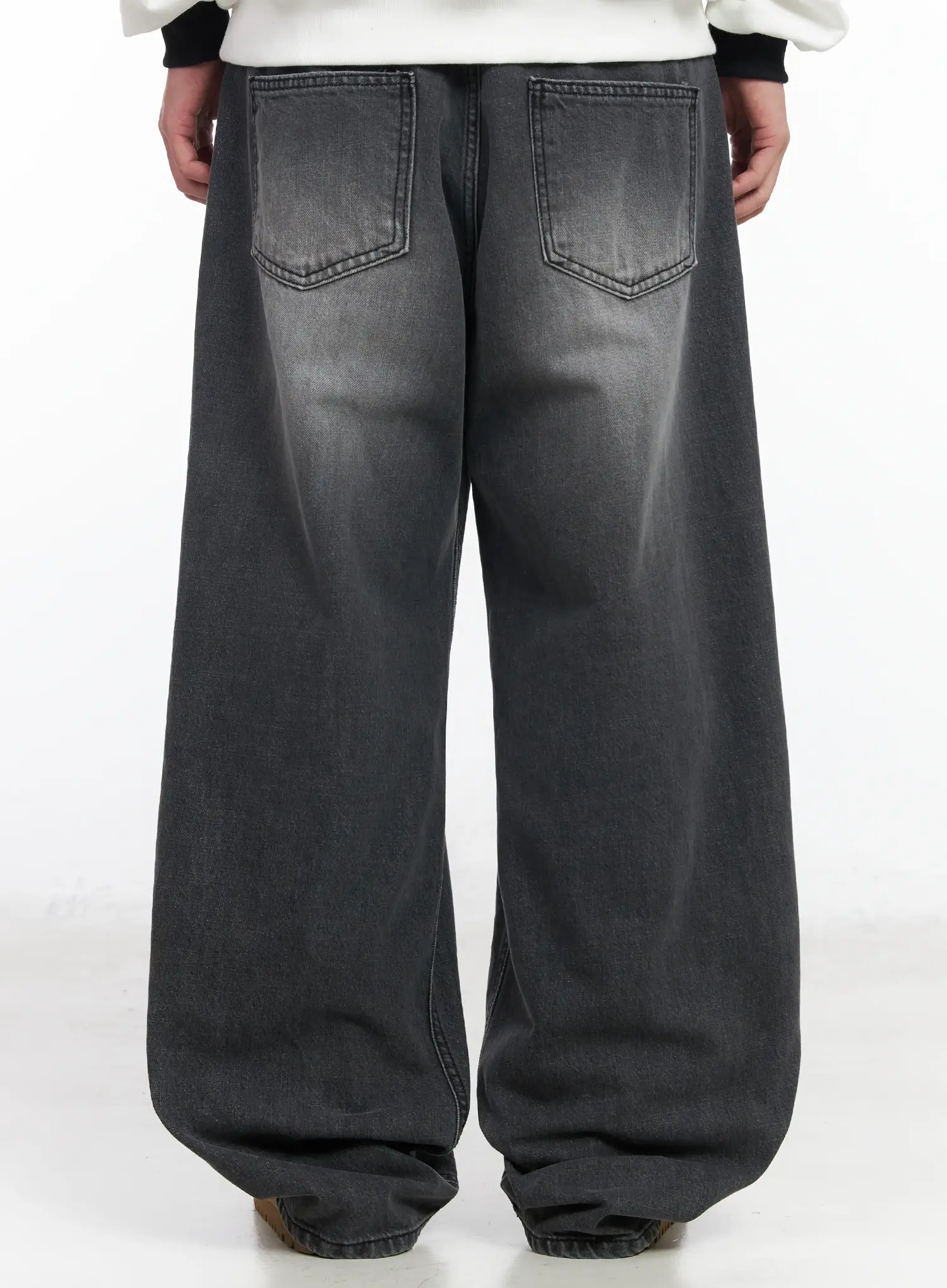 Men's Washed Wide Leg Jeans IM523 - Image 6