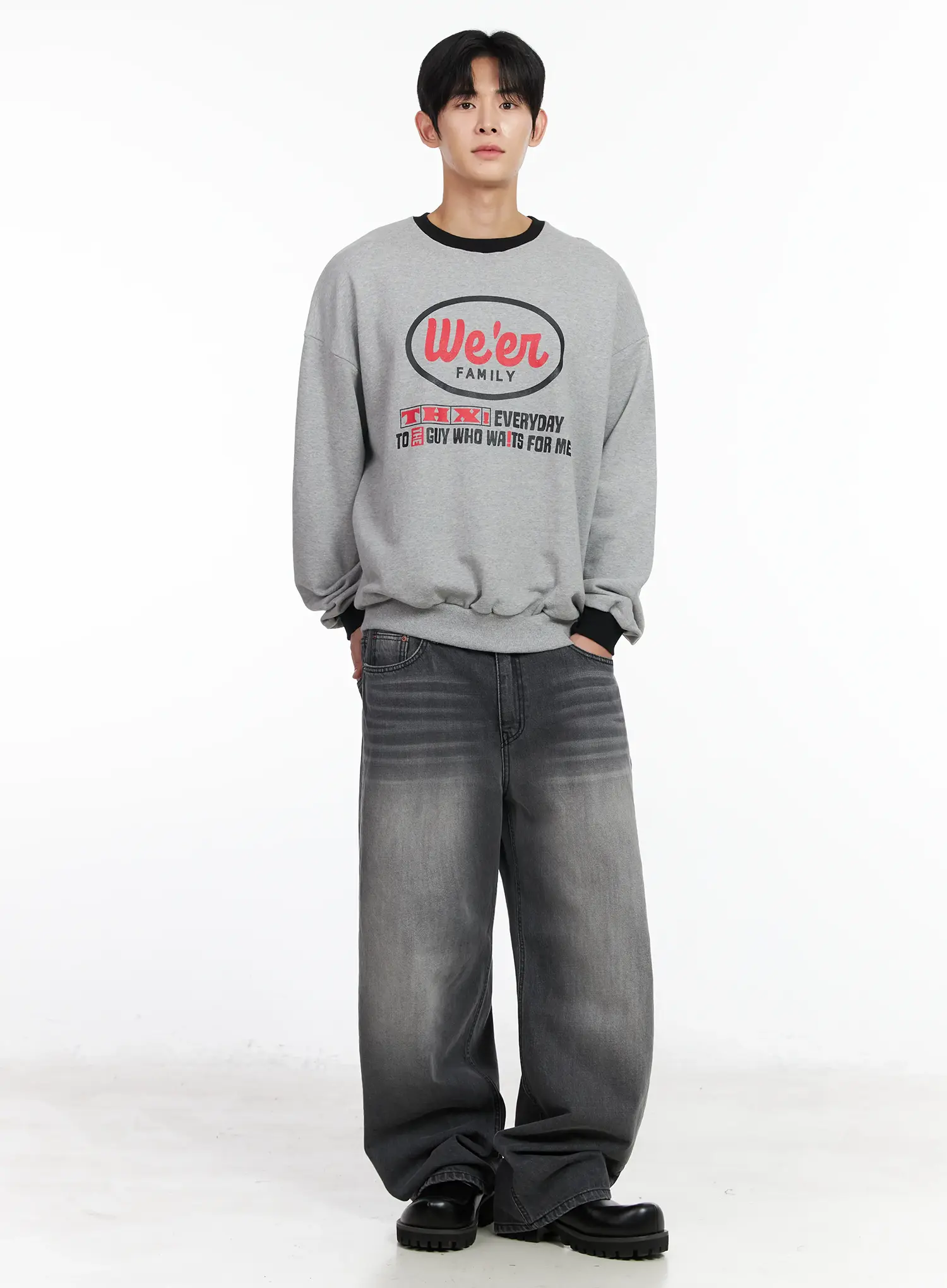 Men's Washed Wide Leg Jeans IM523 - Image 7