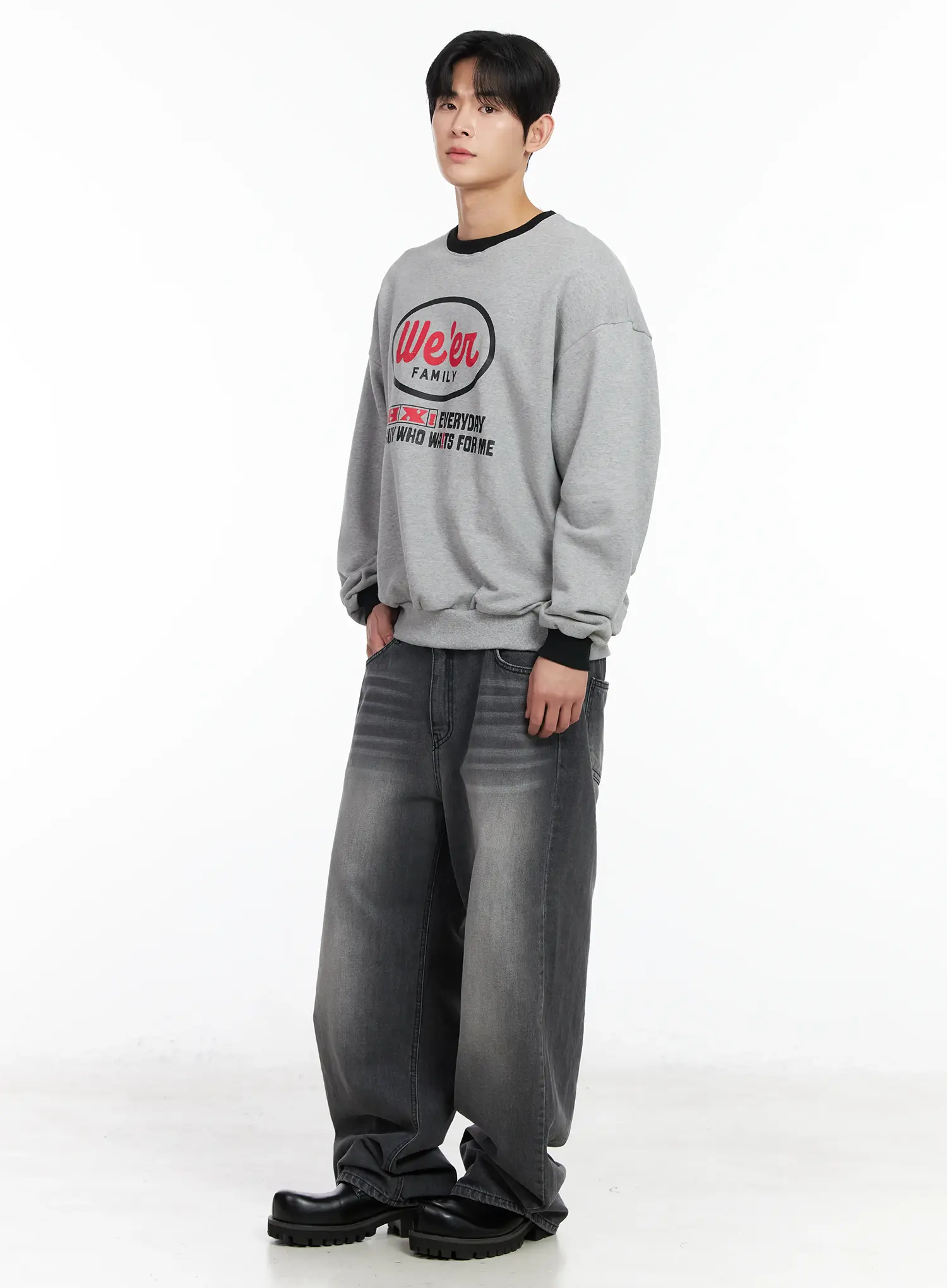 Men's Washed Wide Leg Jeans IM523 - Image 8