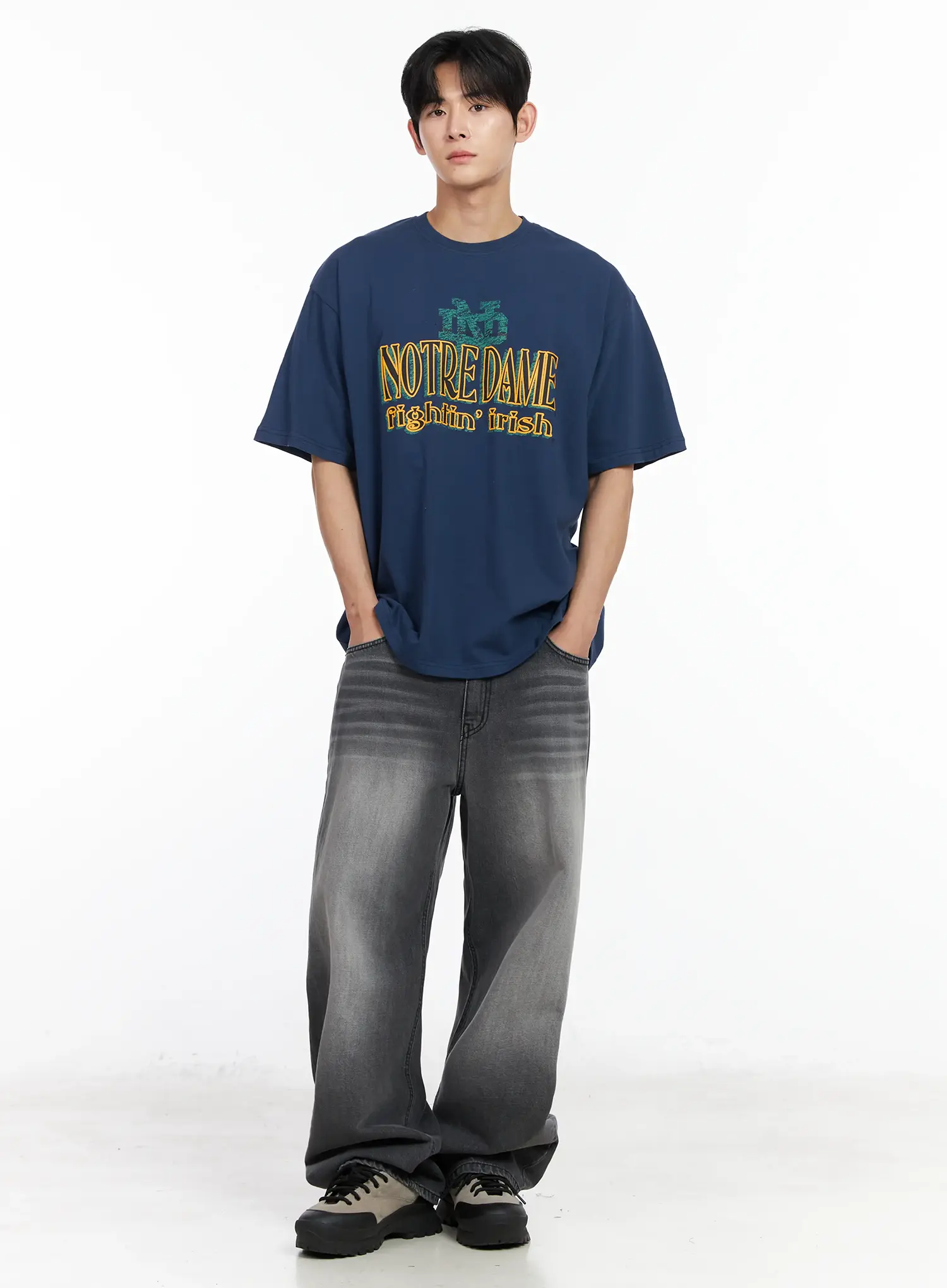 Men's Washed Wide Leg Jeans IM523 - Image 9