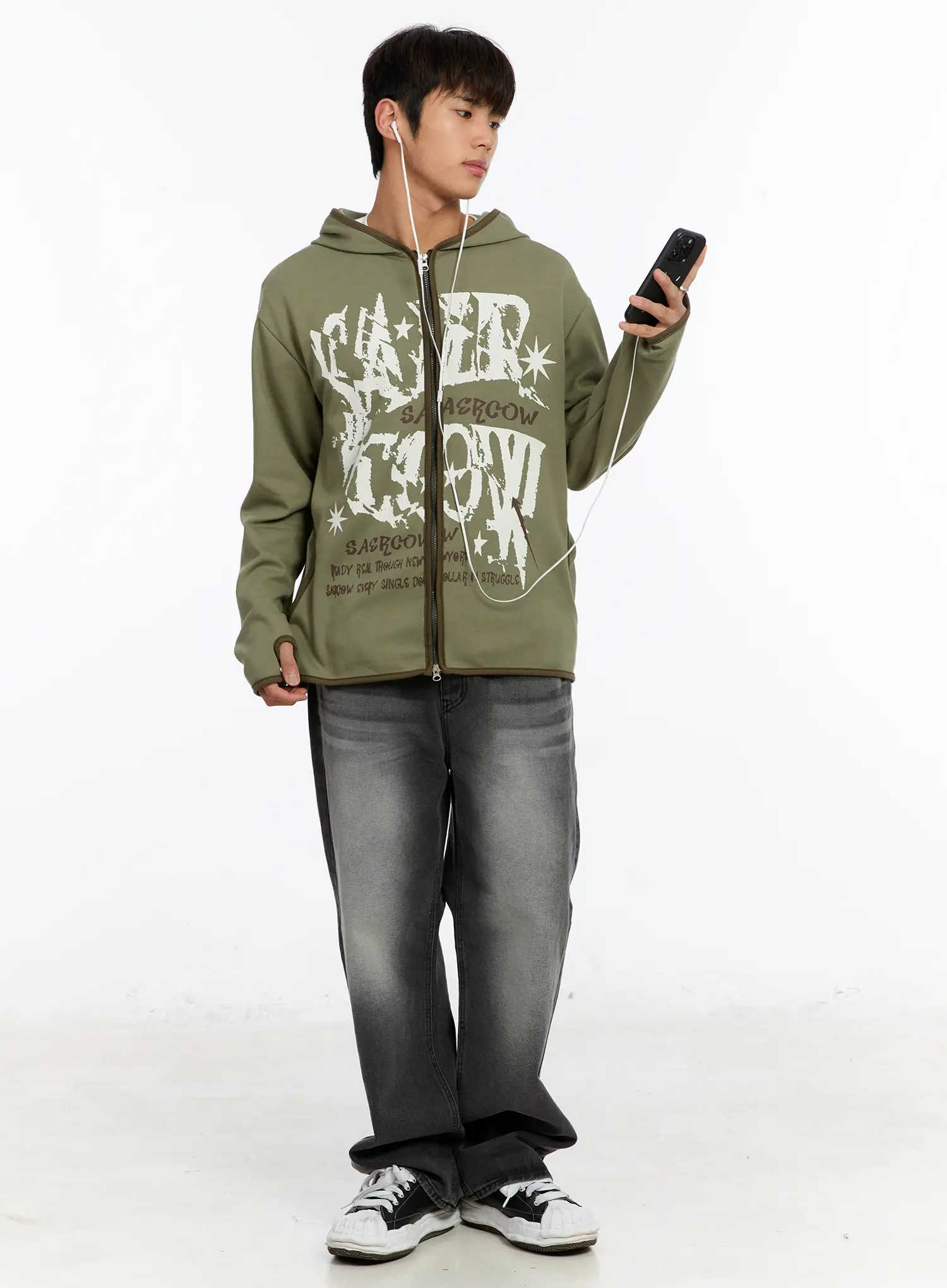 Men's Washed Wide Leg Jeans IM530 - Image 10