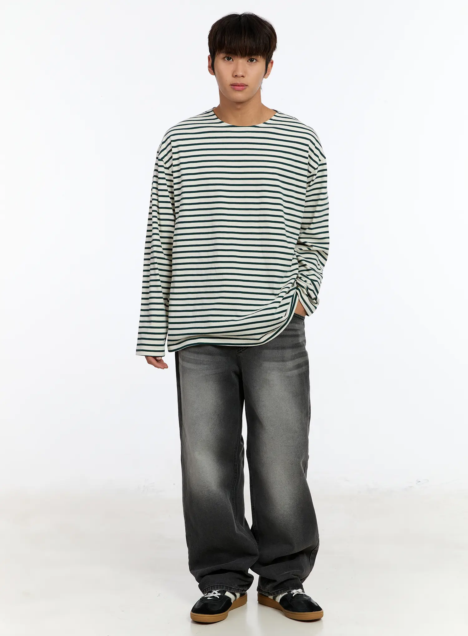 Men's Washed Wide Leg Jeans IM530 - Image 11