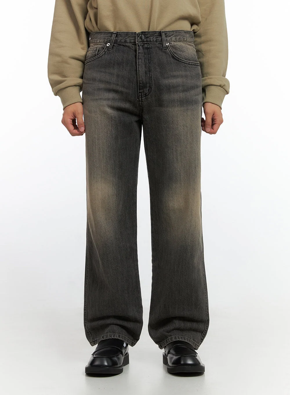 Men's Washed Wide Leg Jeans IO420 - Image 2