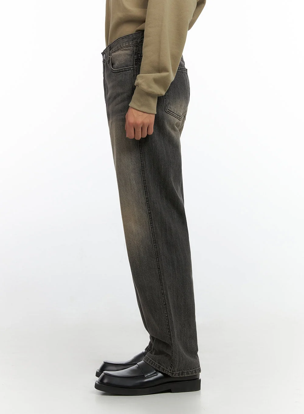 Men's Washed Wide Leg Jeans IO420 - Image 4