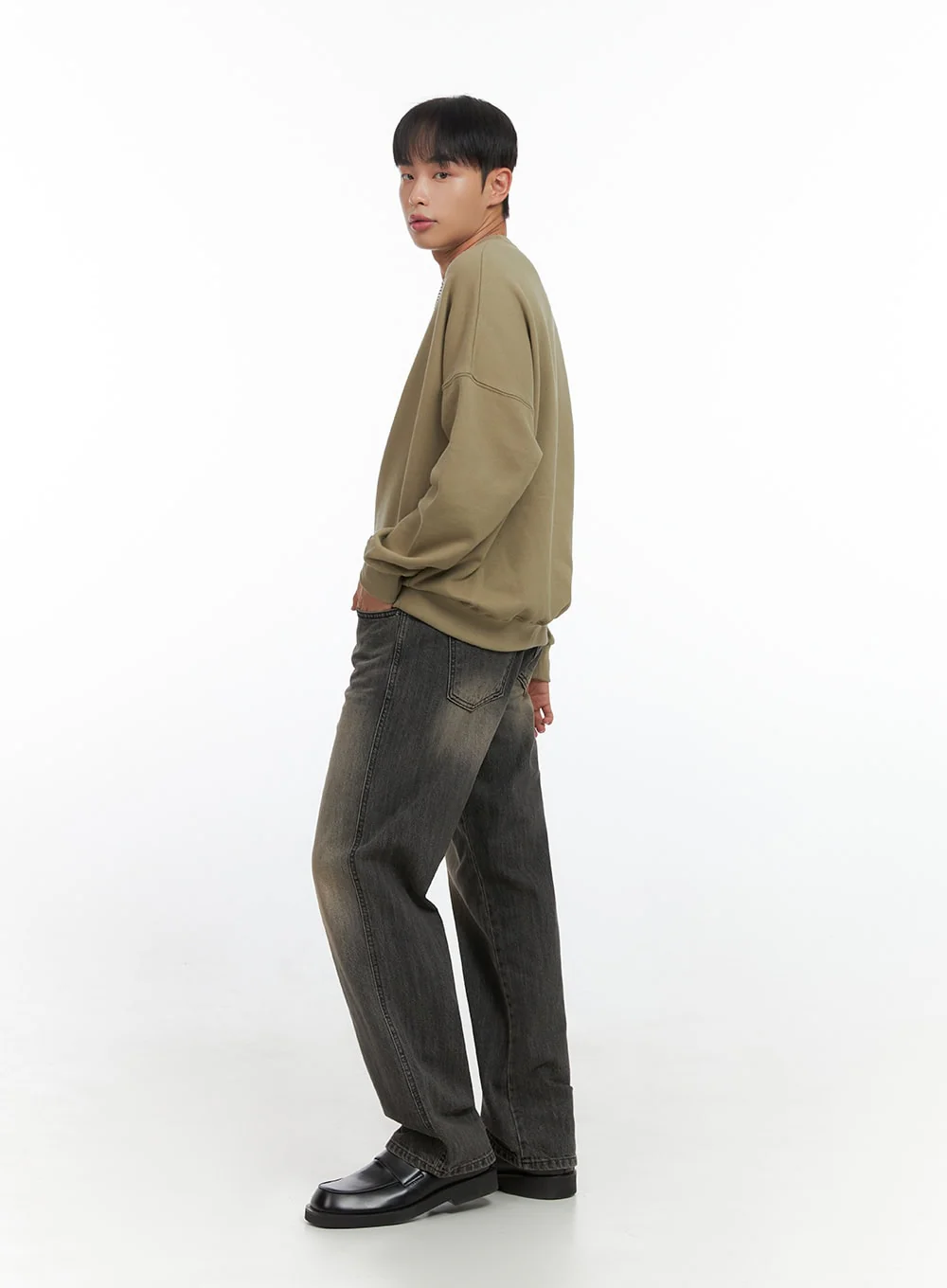 Men's Washed Wide Leg Jeans IO420 - Image 7