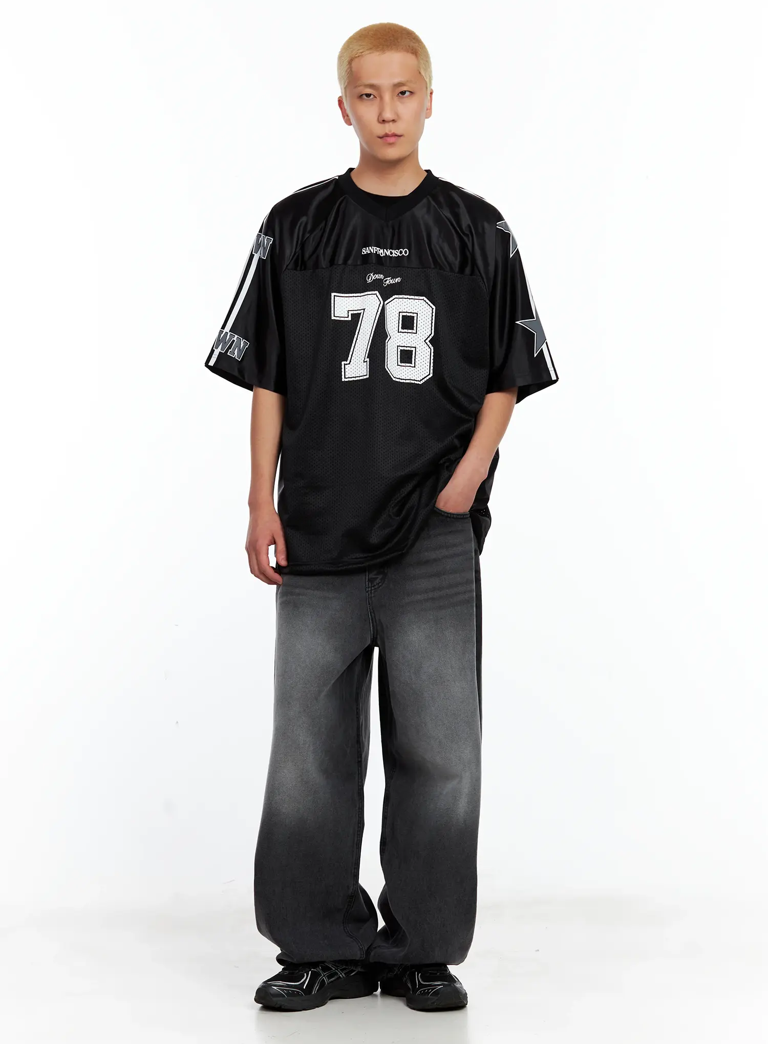 Men's Wide Balloon-Fit Denim Jeans IL514 - Image 10