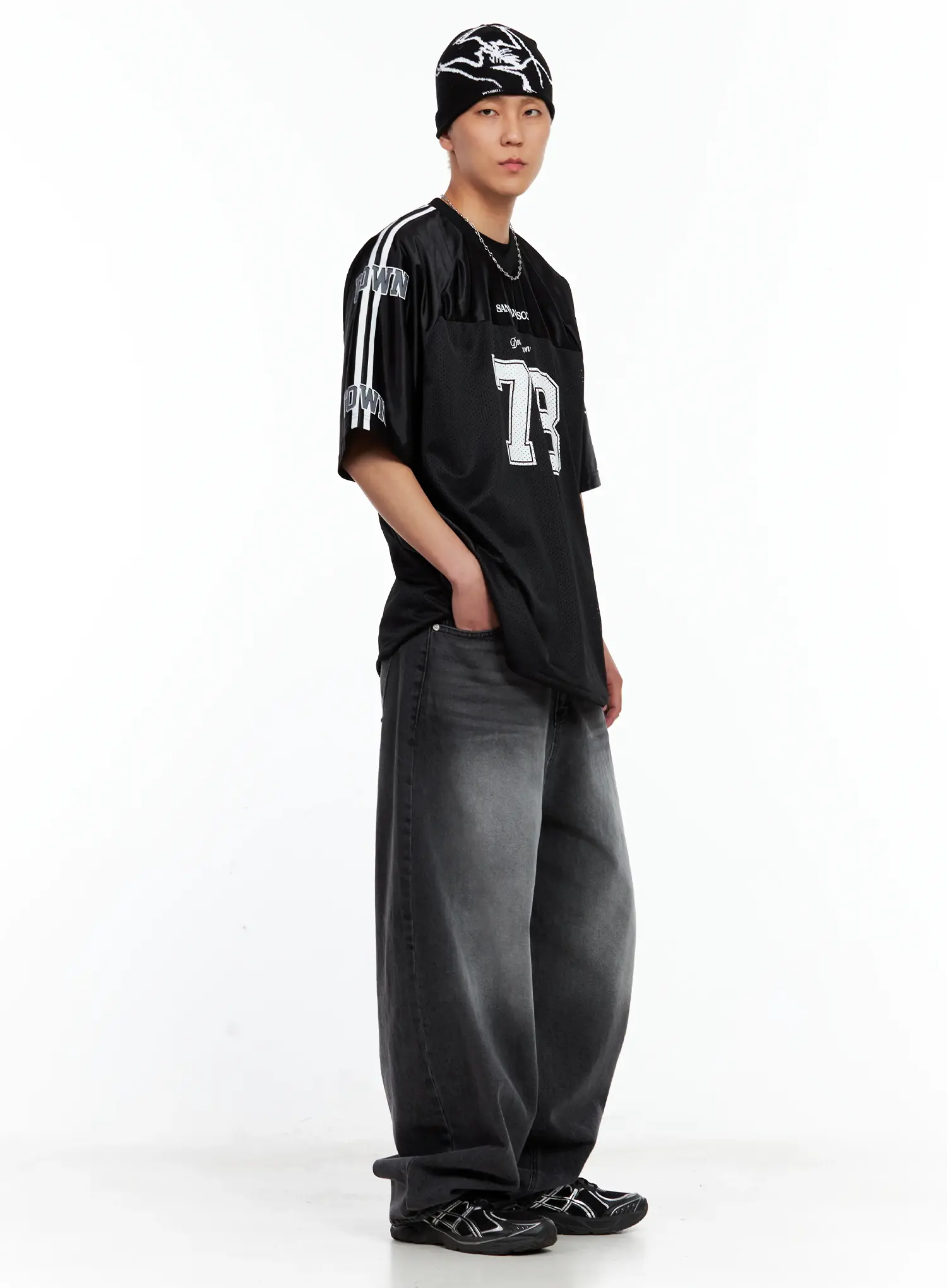 Men's Wide Balloon-Fit Denim Jeans IL514 - Image 11