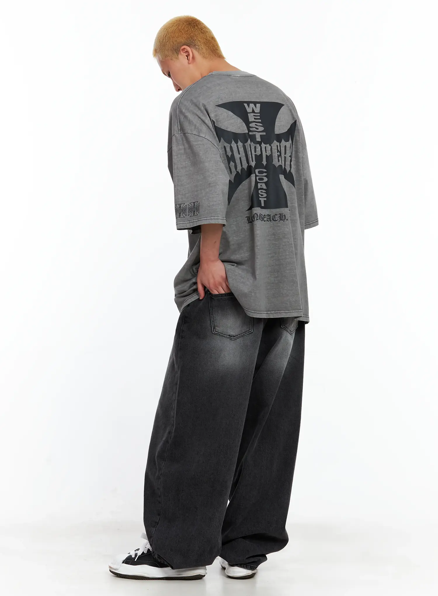 Men's Wide Balloon-Fit Denim Jeans IL514 - Image 15