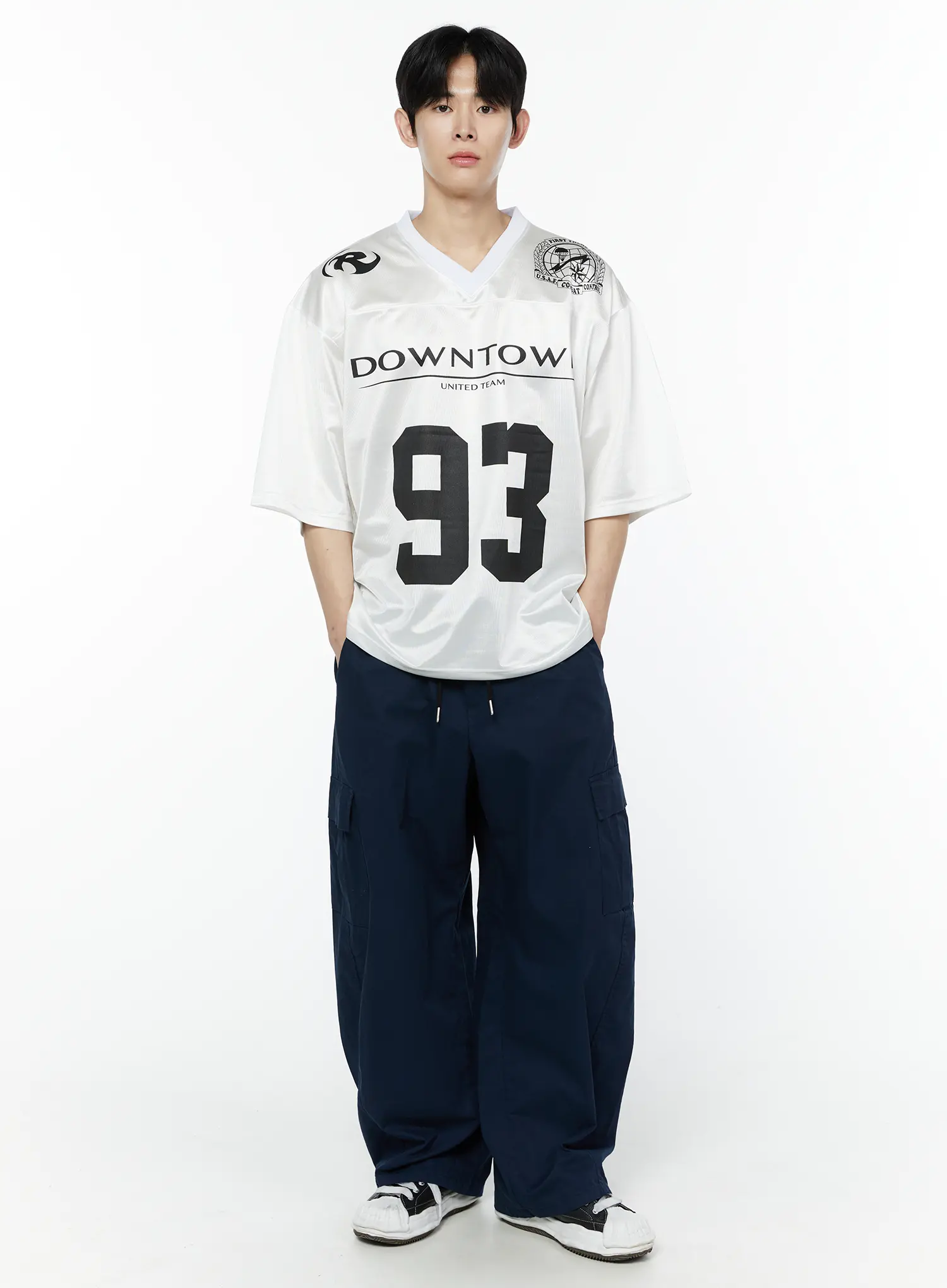 Men's Wide Cargo Pants (Dark Blue) IY506