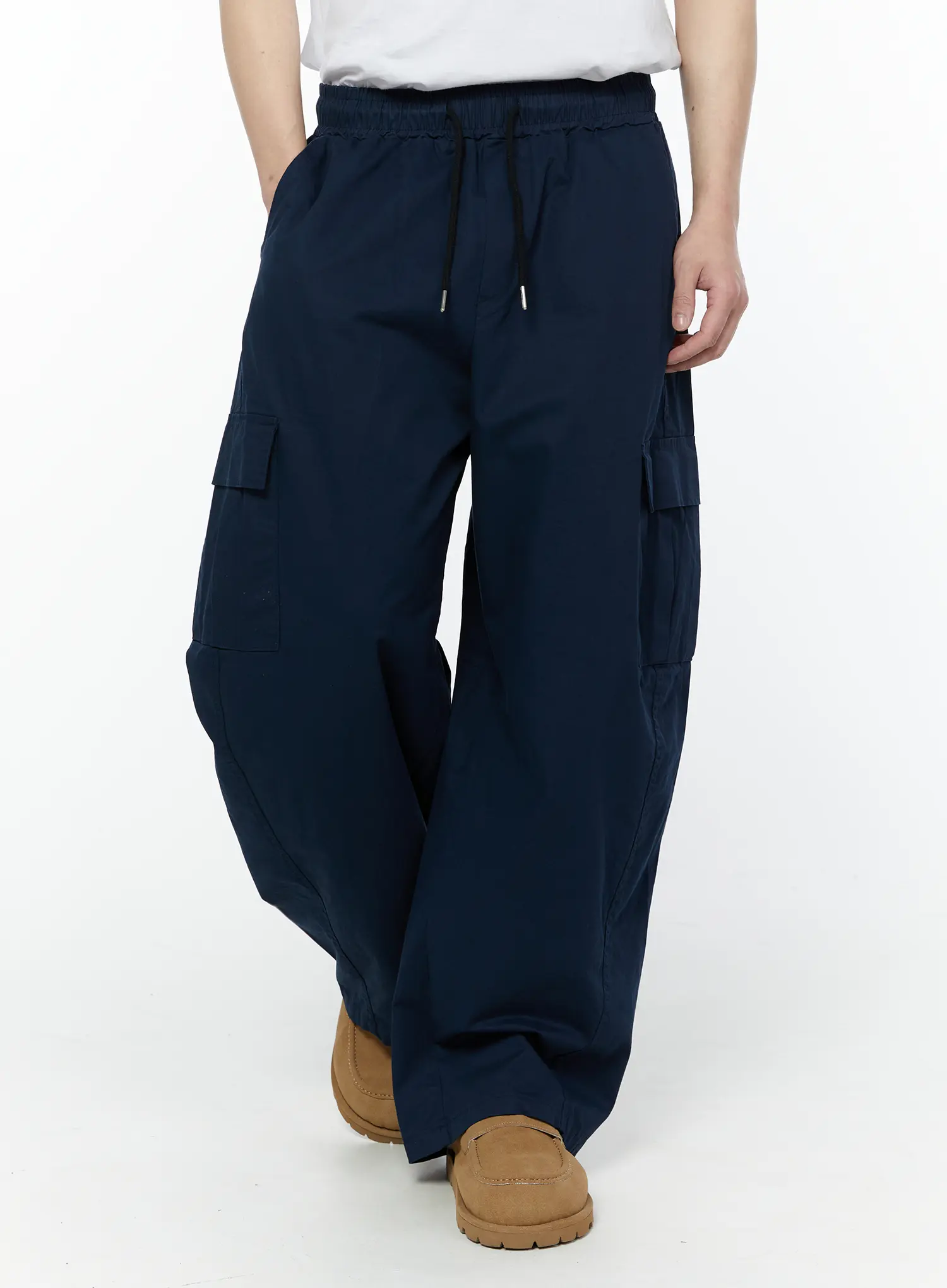 Men's Wide Cargo Pants (Dark Blue) IY506 - Image 4