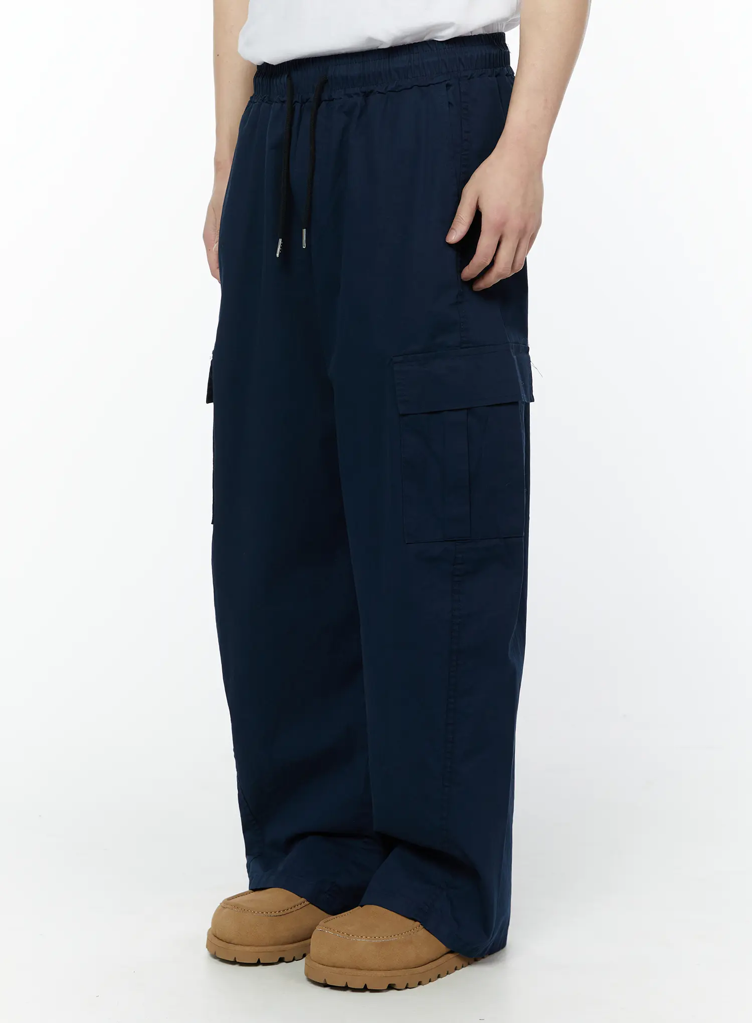 Men's Wide Cargo Pants (Dark Blue) IY506 - Image 6